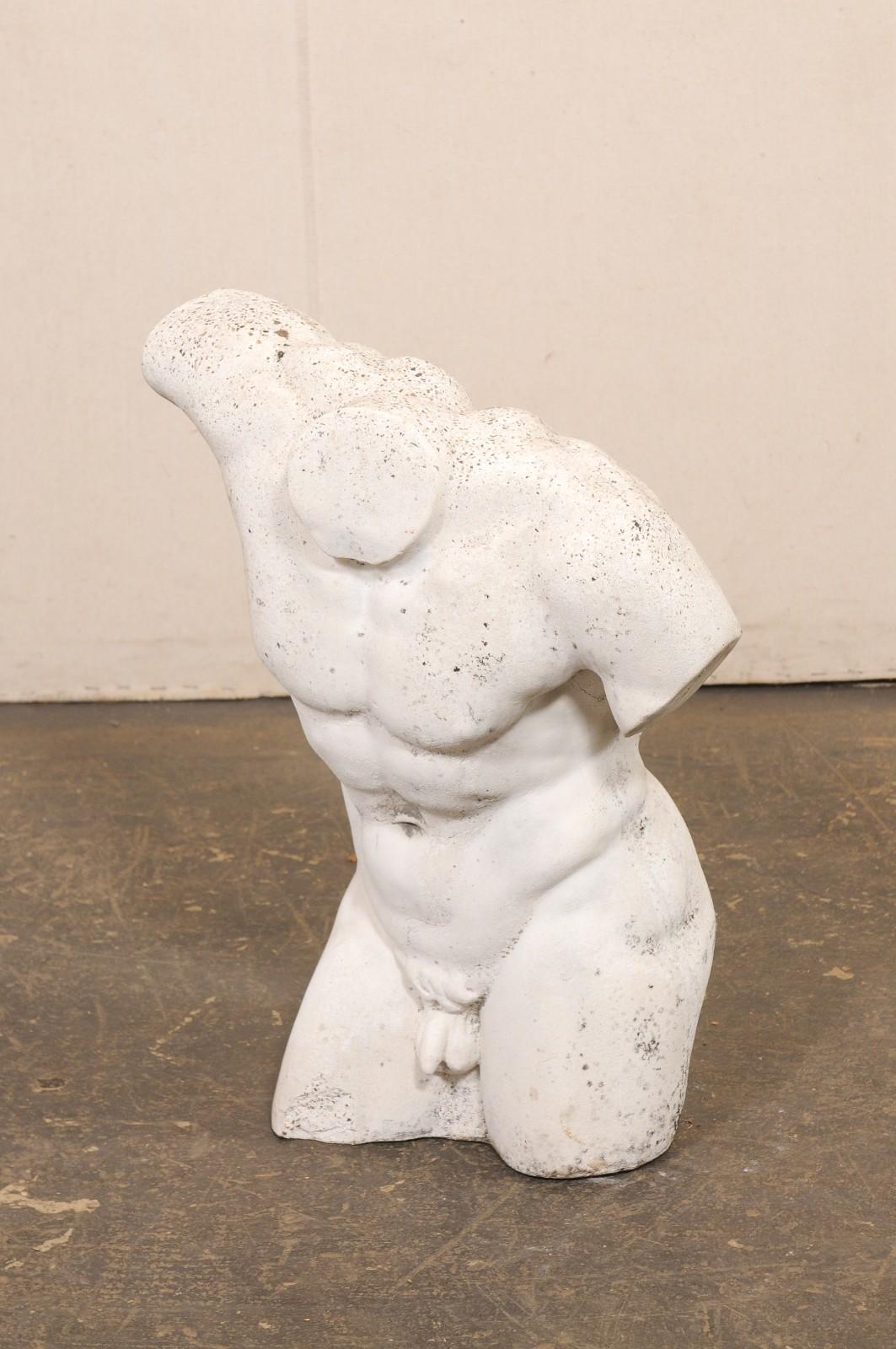 French Cast Stone Nude Male Torso For Sale 7