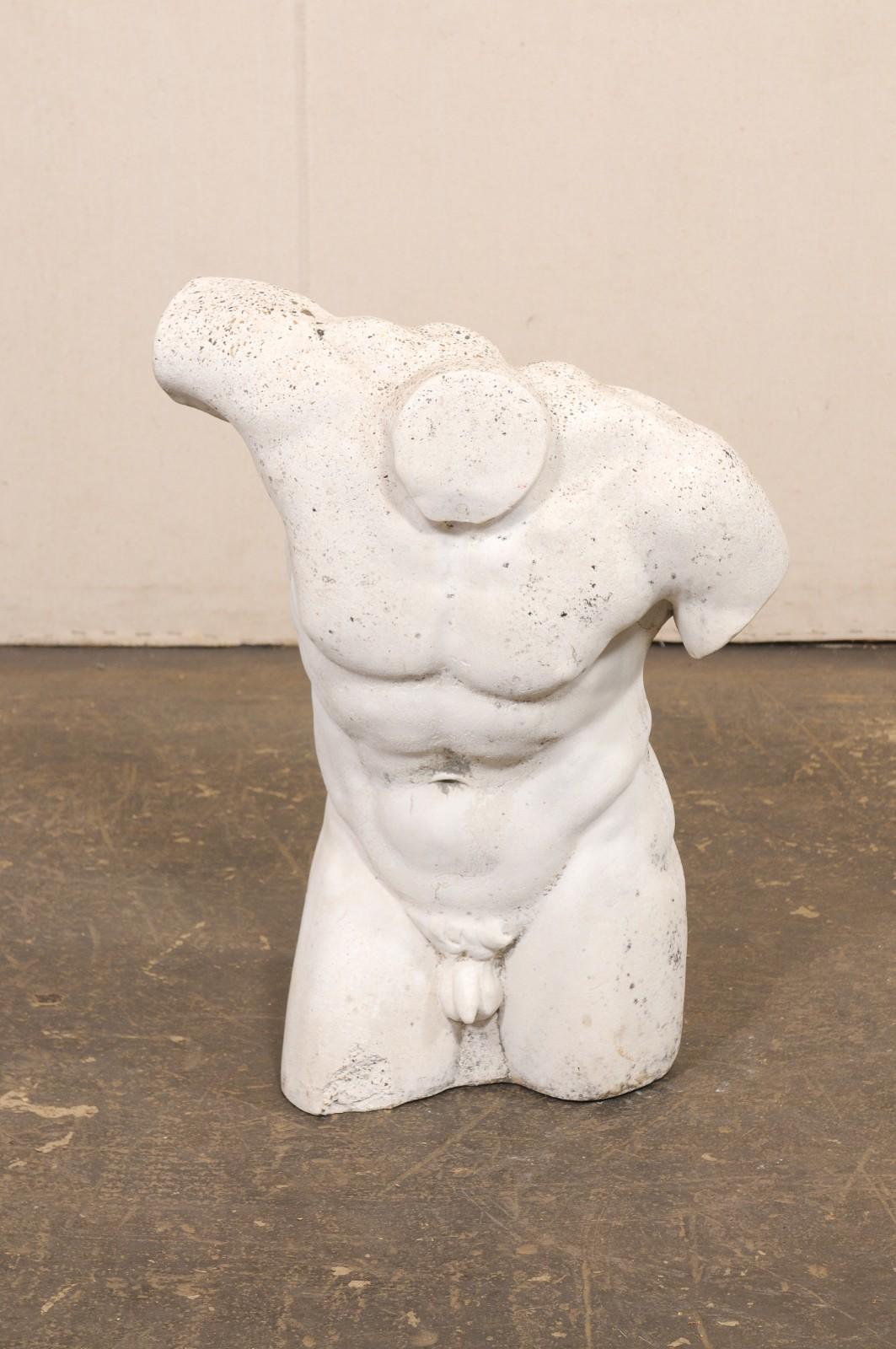 French Cast Stone Nude Male Torso For Sale 8