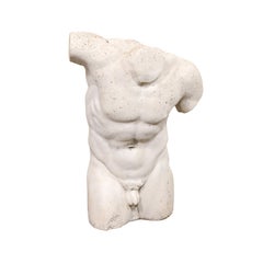 French Cast Stone Nude Male Torso