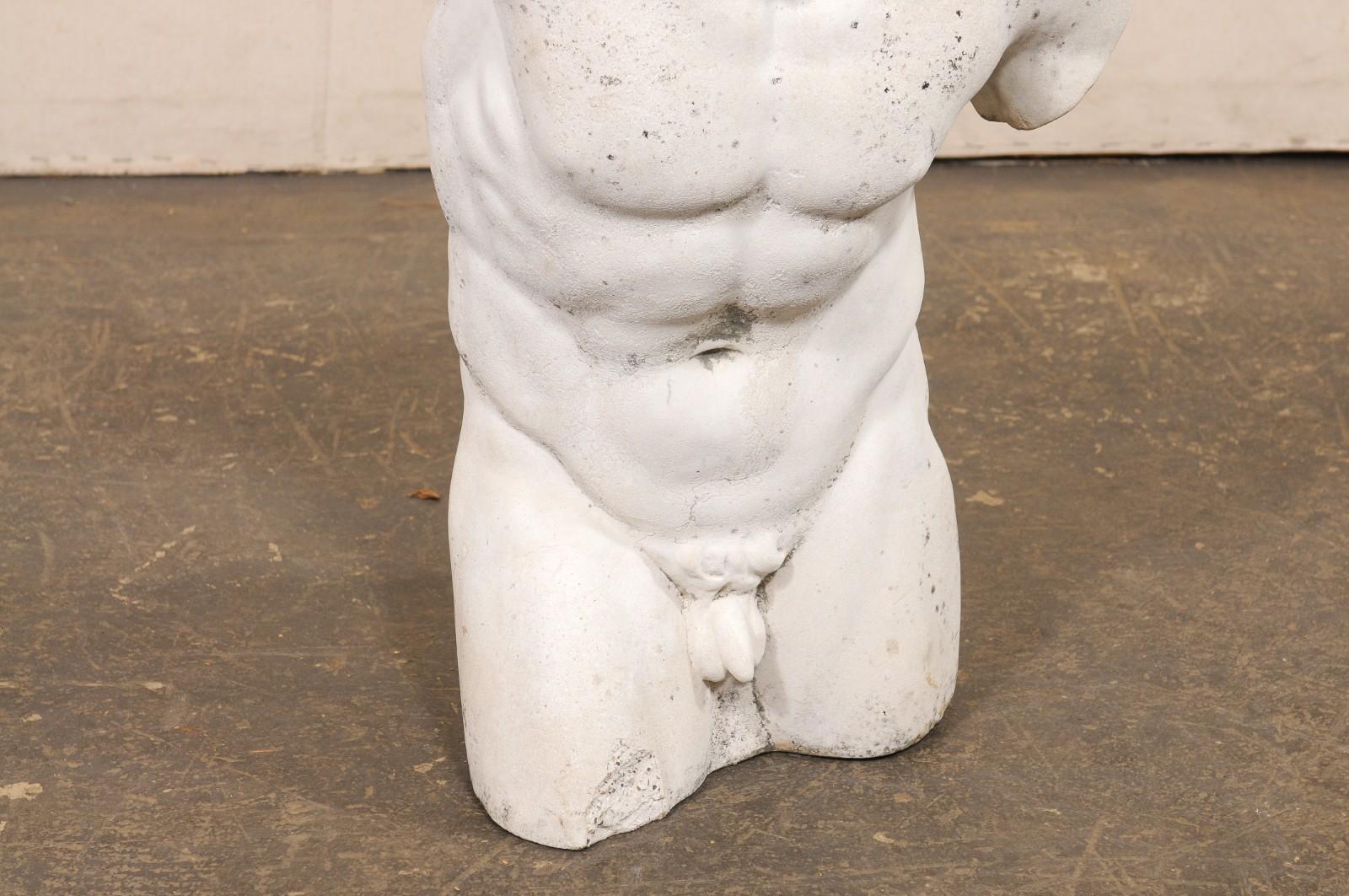 French Cast Stone Nude Male Torso For Sale 1