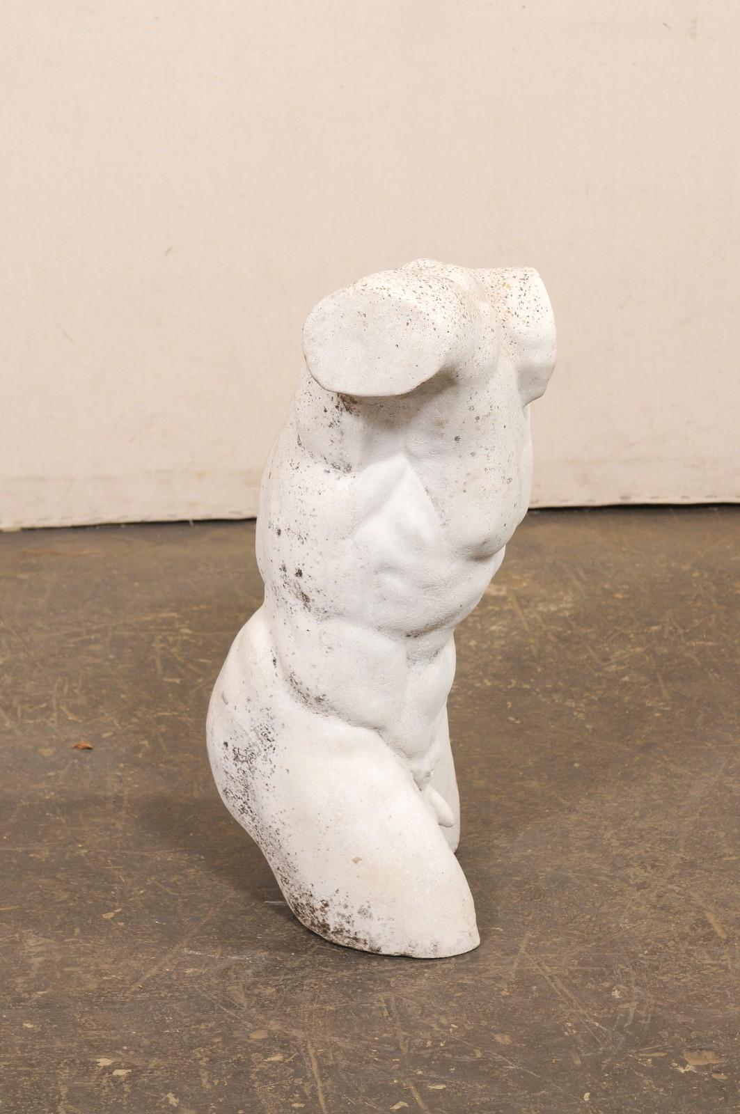 French Cast Stone Nude Male Torso For Sale 2