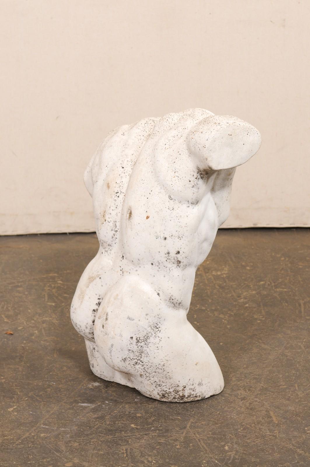 French Cast Stone Nude Male Torso For Sale 3