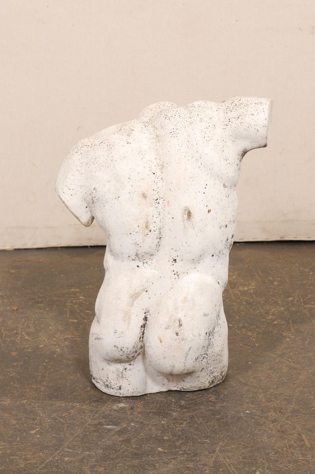 French Cast Stone Nude Male Torso For Sale 4