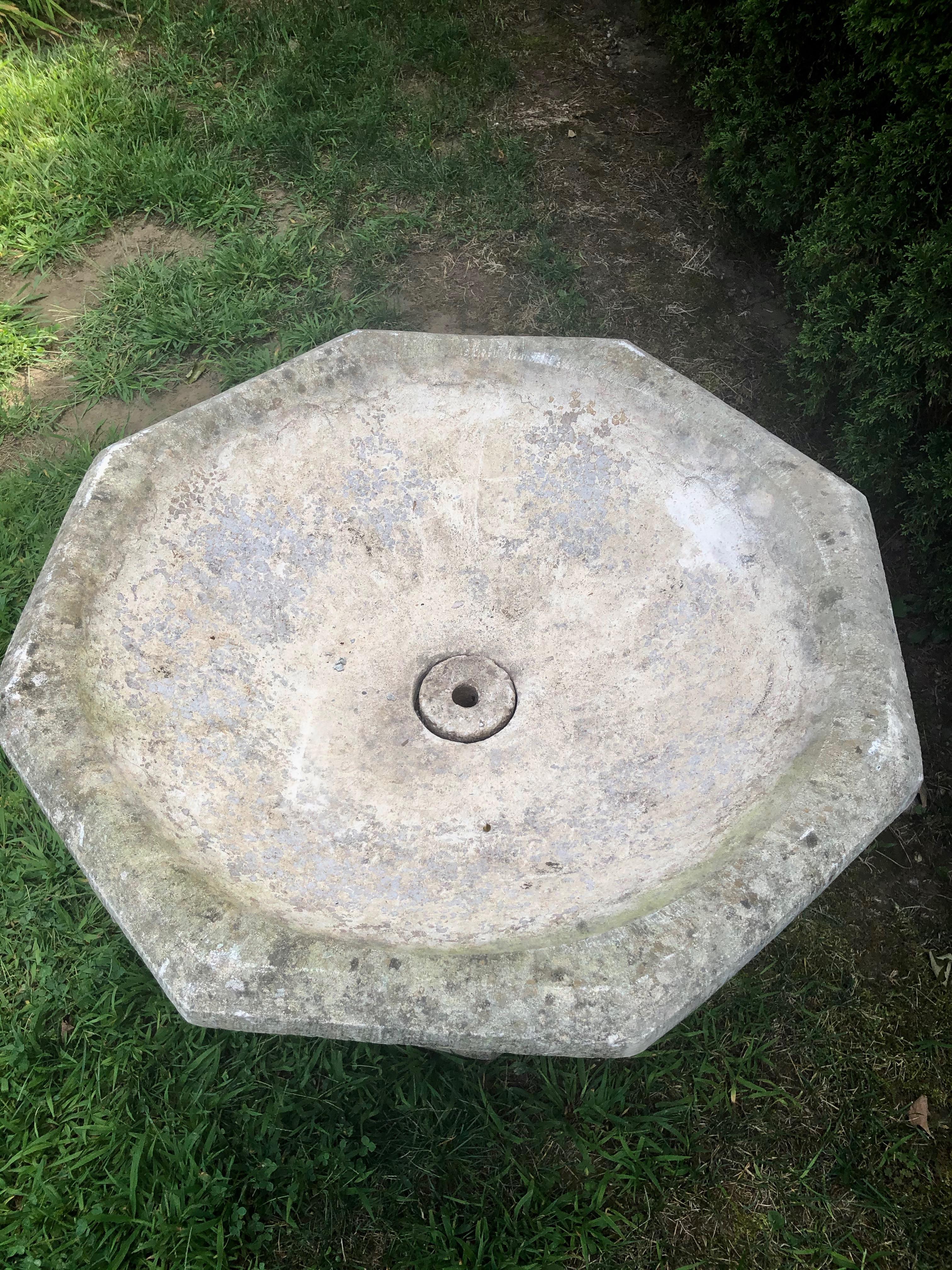 French Cast Stone Octagonal Planter/Fountain/Birdbath 1