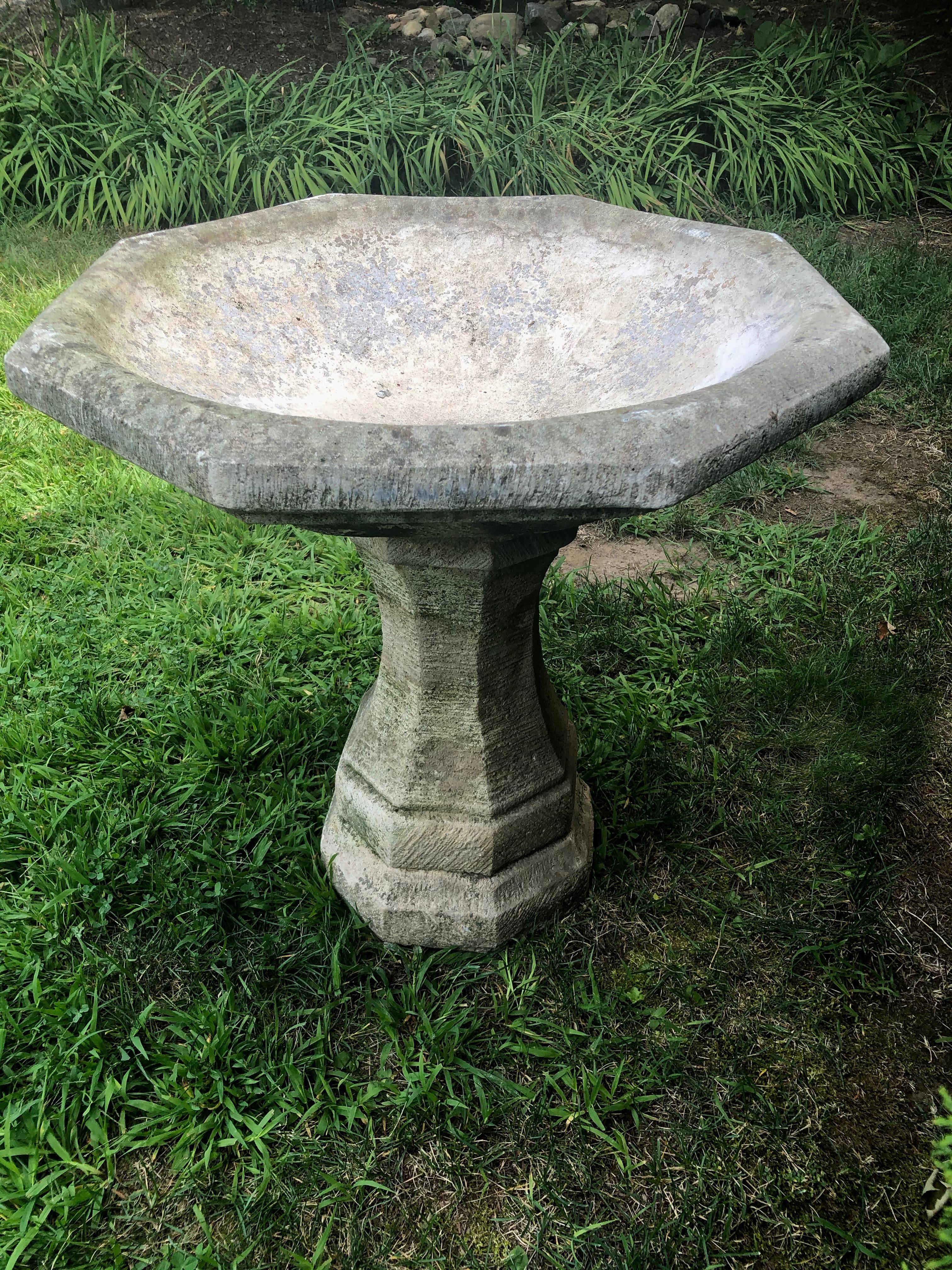 French Cast Stone Octagonal Planter/Fountain/Birdbath 2