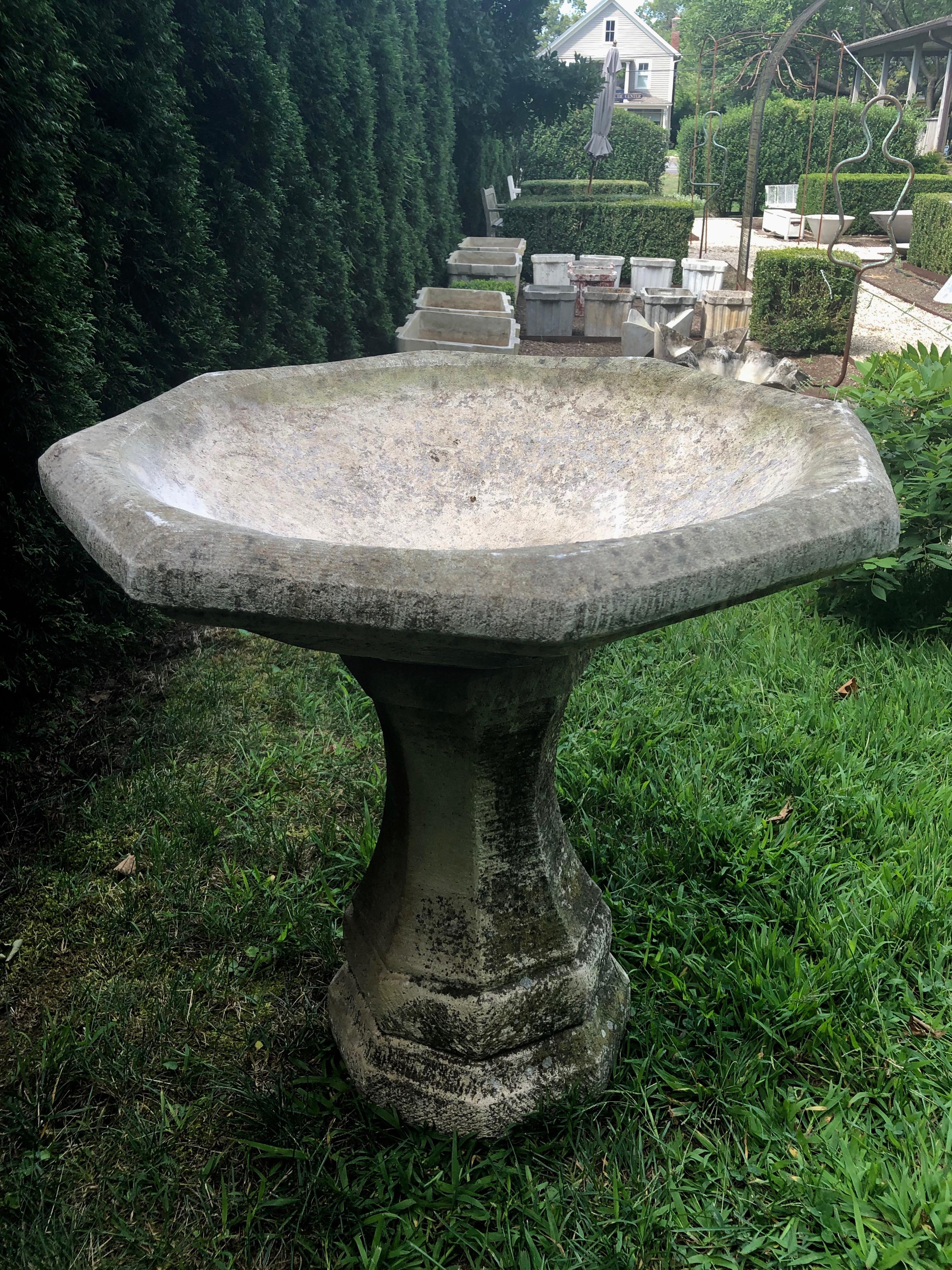 French Cast Stone Octagonal Planter/Fountain/Birdbath 3