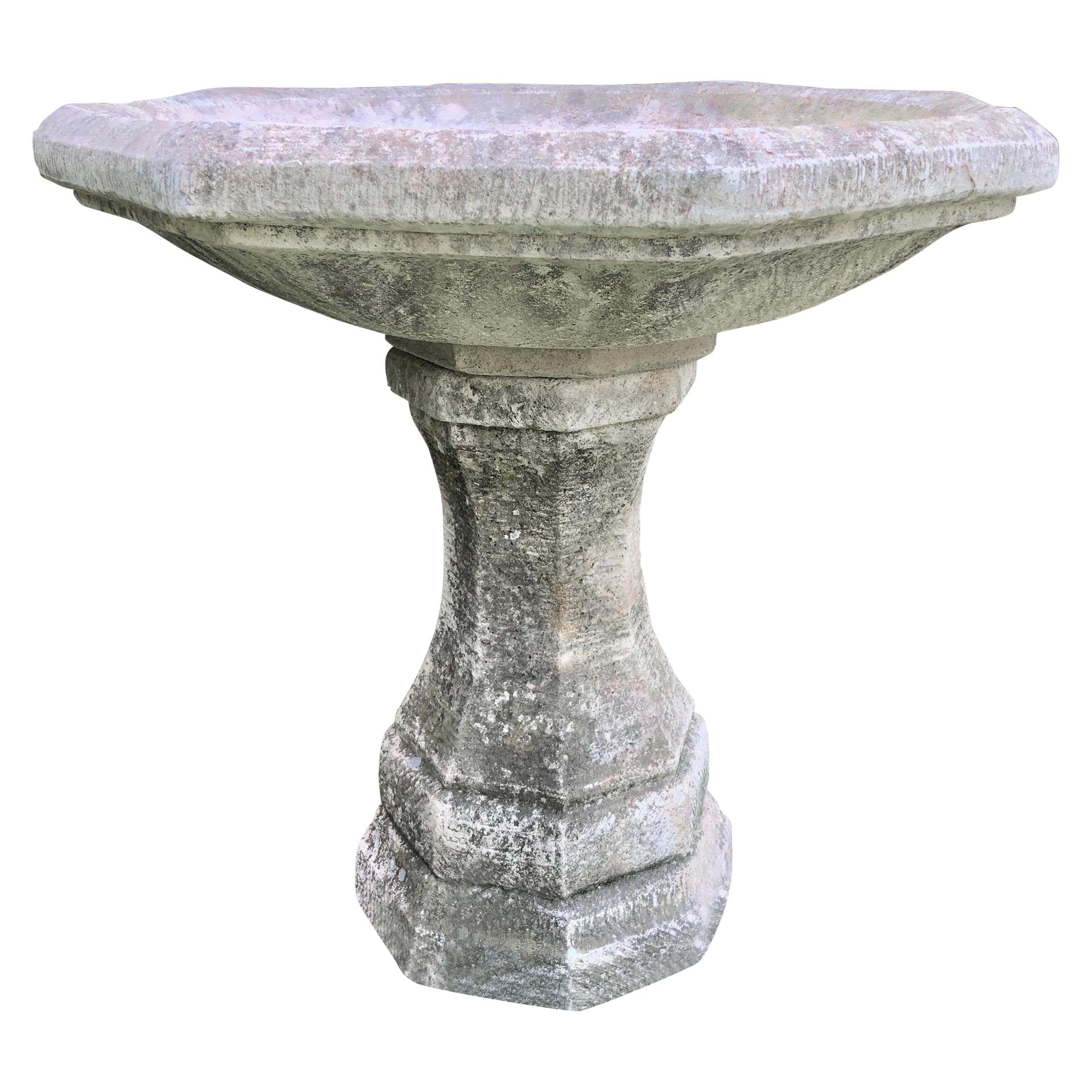 French Cast Stone Octagonal Planter/Fountain/Birdbath