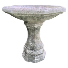 Vintage French Cast Stone Octagonal Planter/Fountain/Birdbath