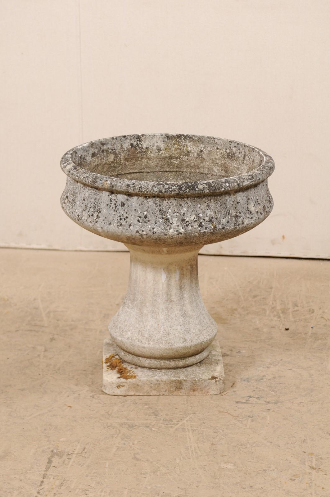 Cast Stone French Cast-Stone Pedestal Planter, Mid-20th Century
