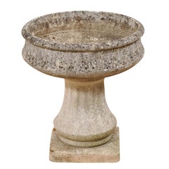 Vintage French Cast-Stone Pedestal Planter, Mid-20th Century