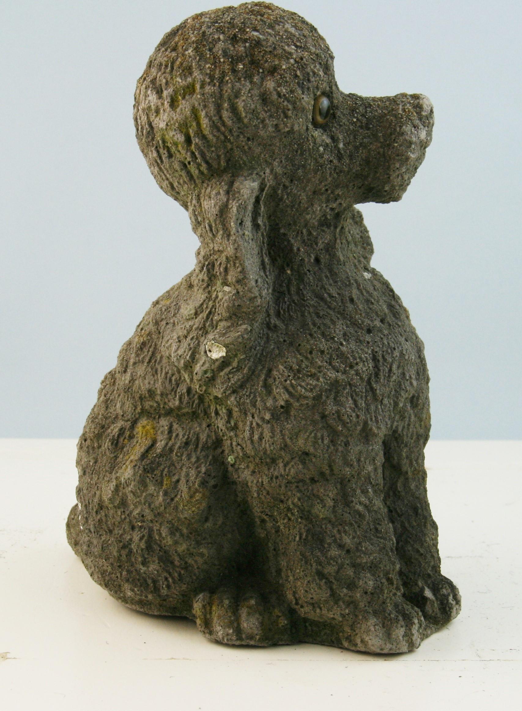 Fait main A Stone Stone Dog Poodle Garden Sculpture en vente