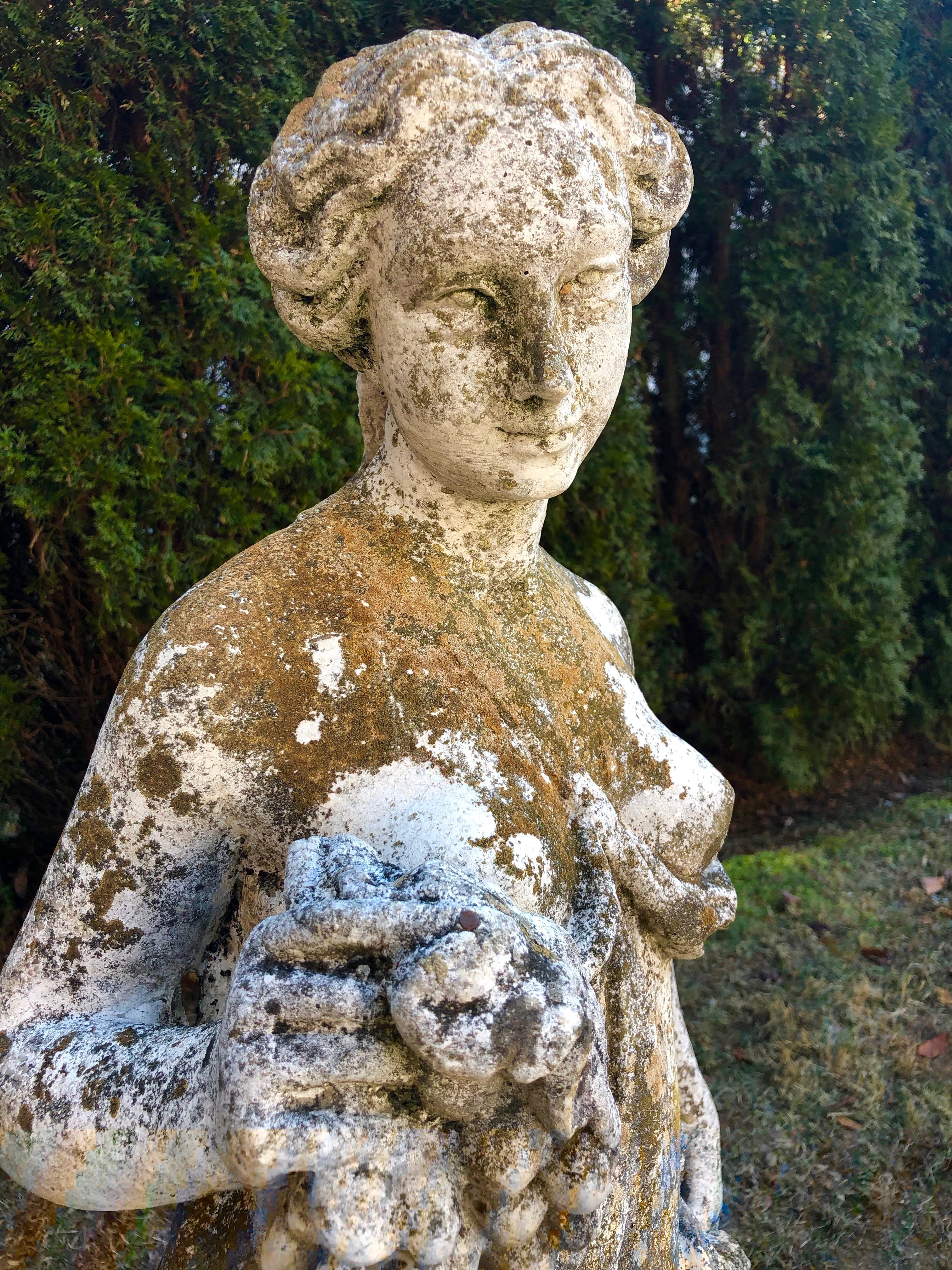 French Cast Stone Statue of Autumn with Beautiful Patina 2
