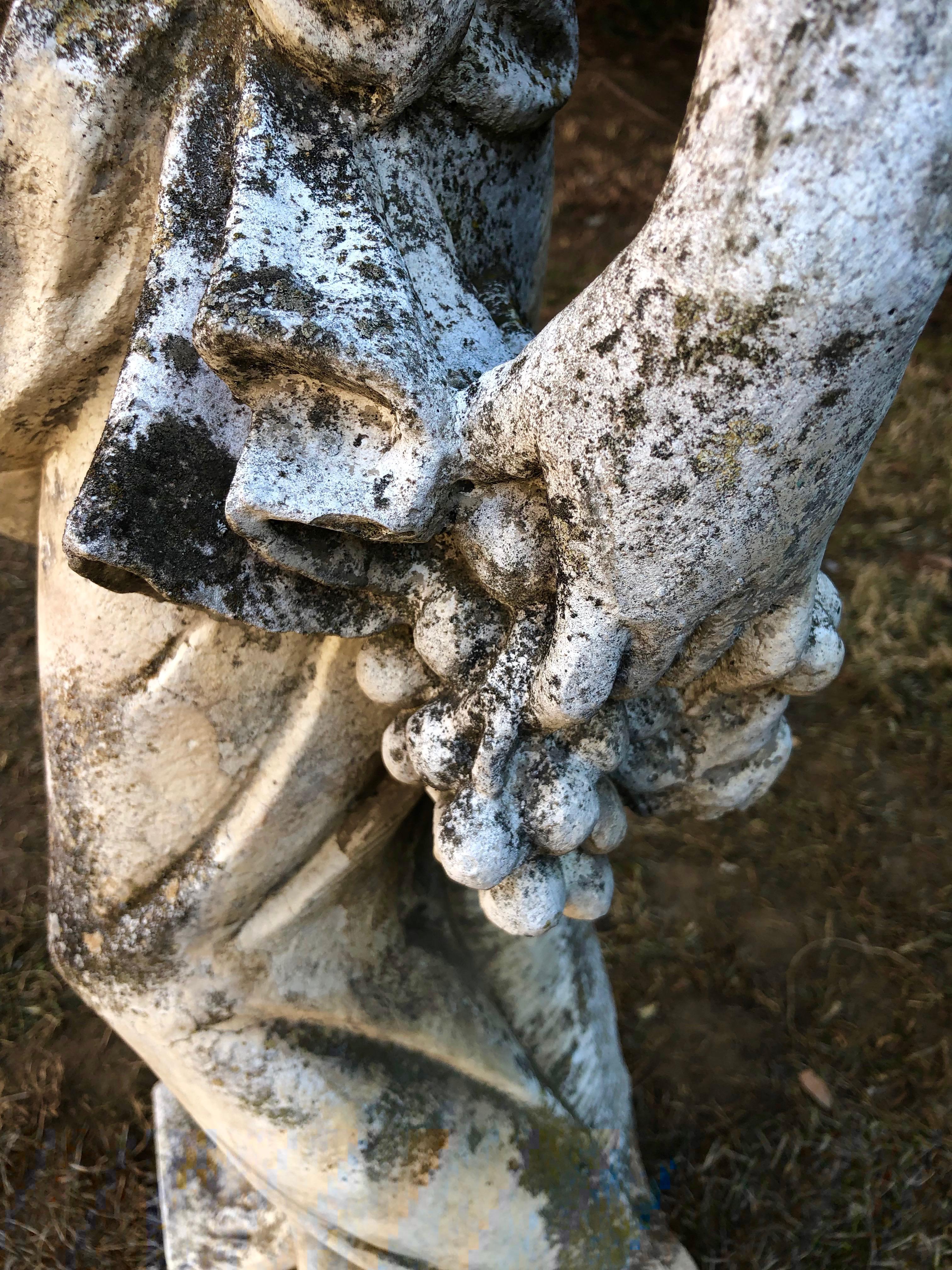 French Cast Stone Statue of Autumn with Beautiful Patina 3