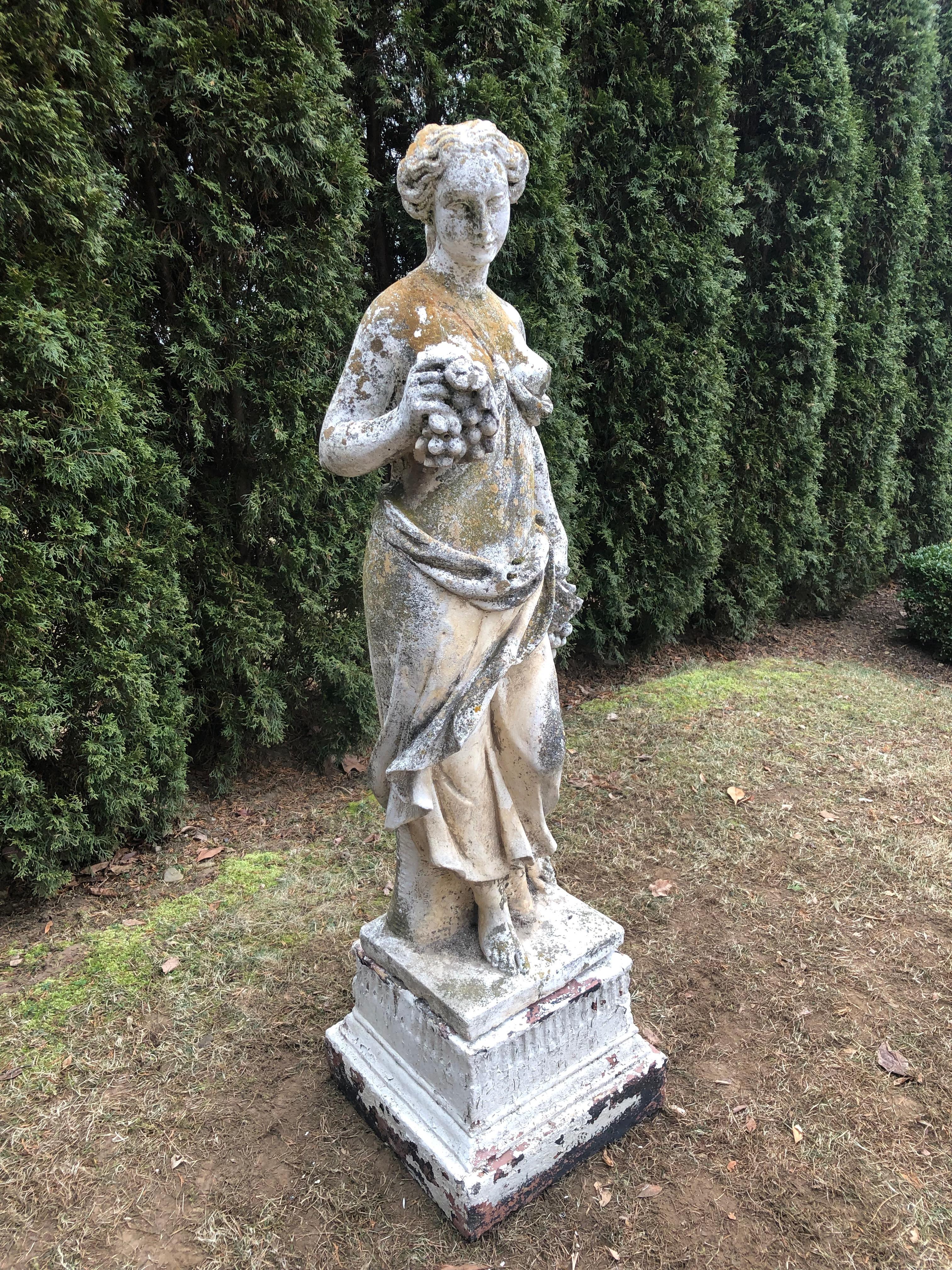 French Cast Stone Statue of Autumn with Beautiful Patina 7