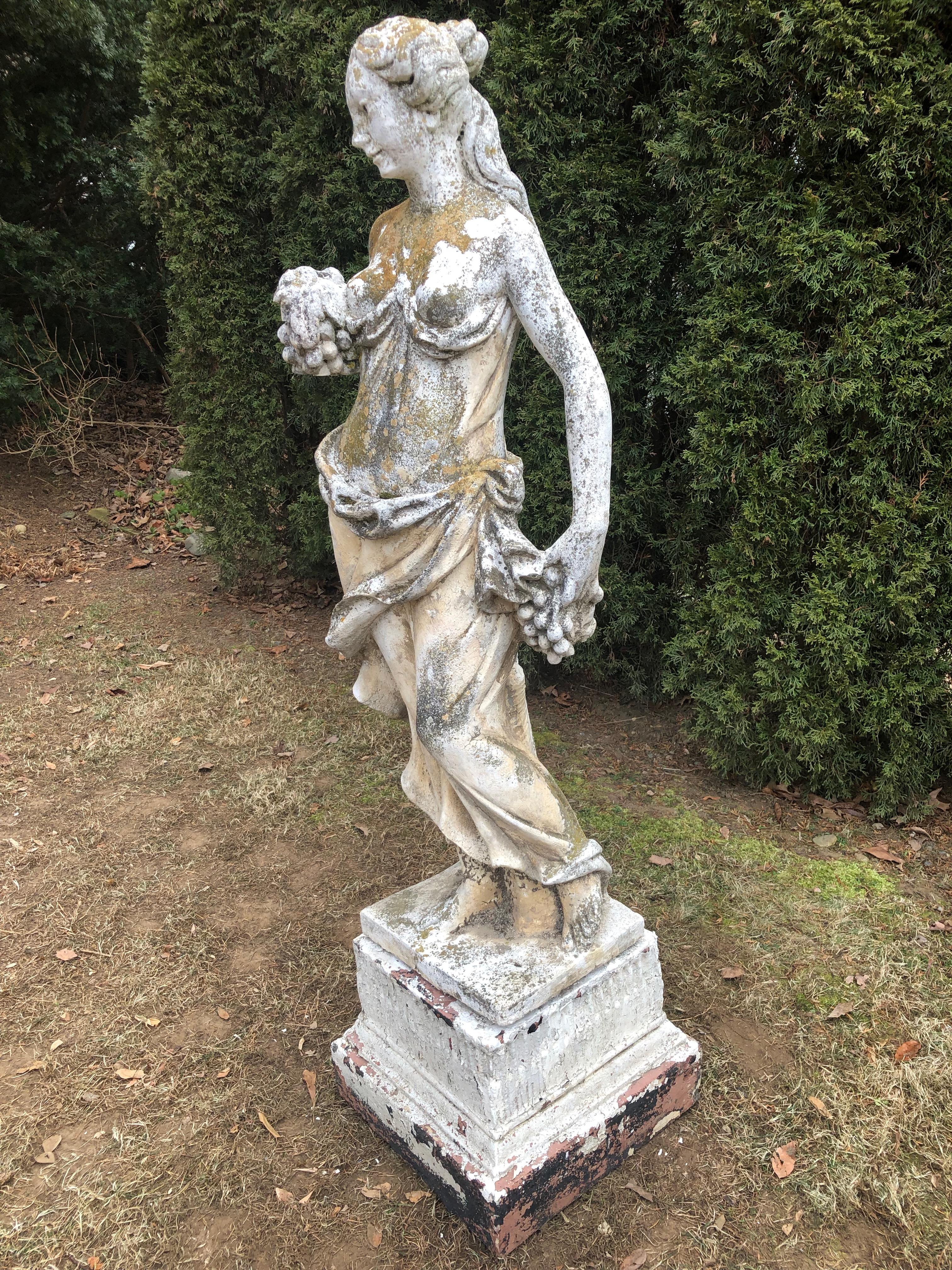 French Cast Stone Statue of Autumn with Beautiful Patina 8