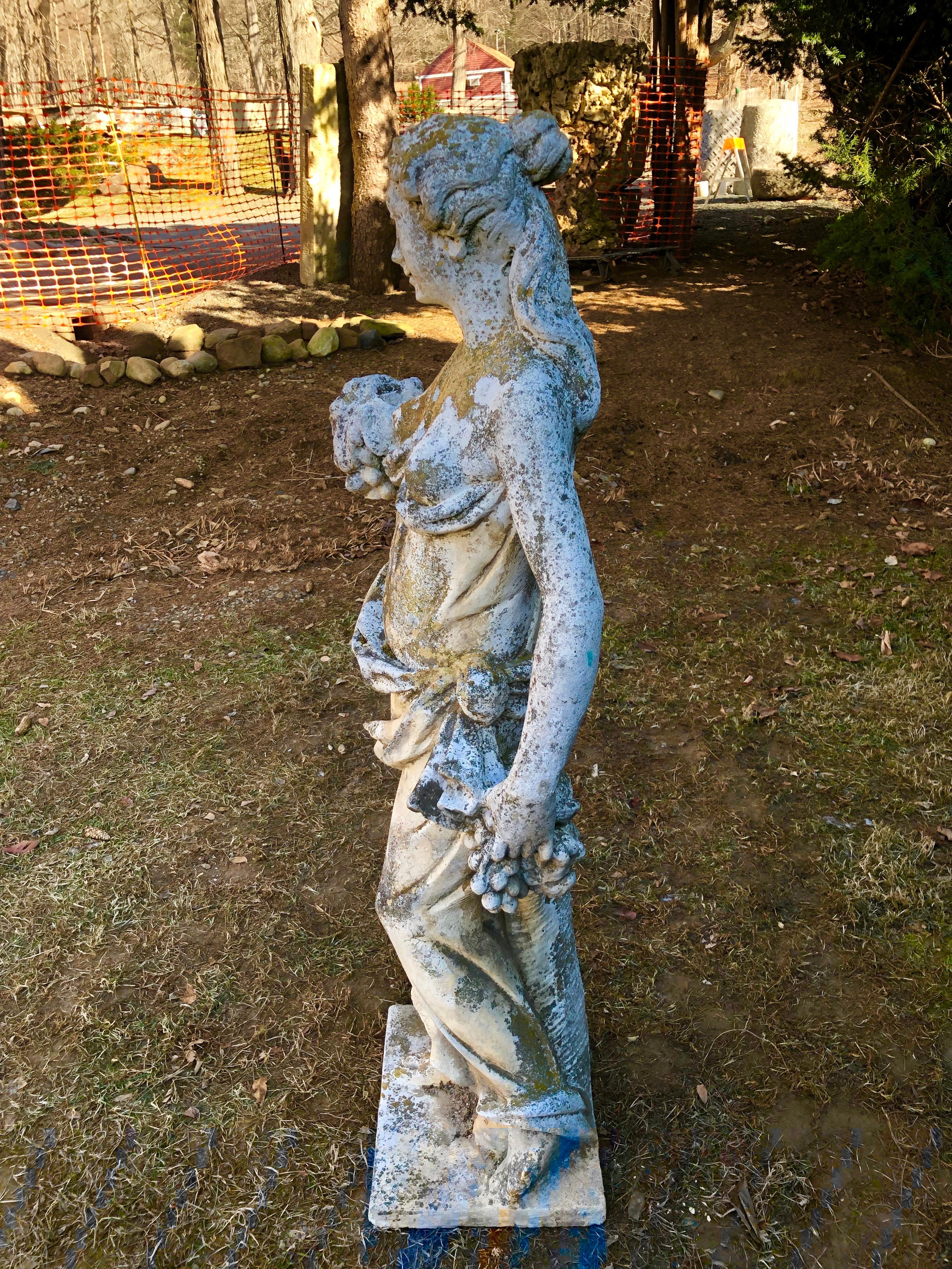 20th Century French Cast Stone Statue of Autumn with Beautiful Patina