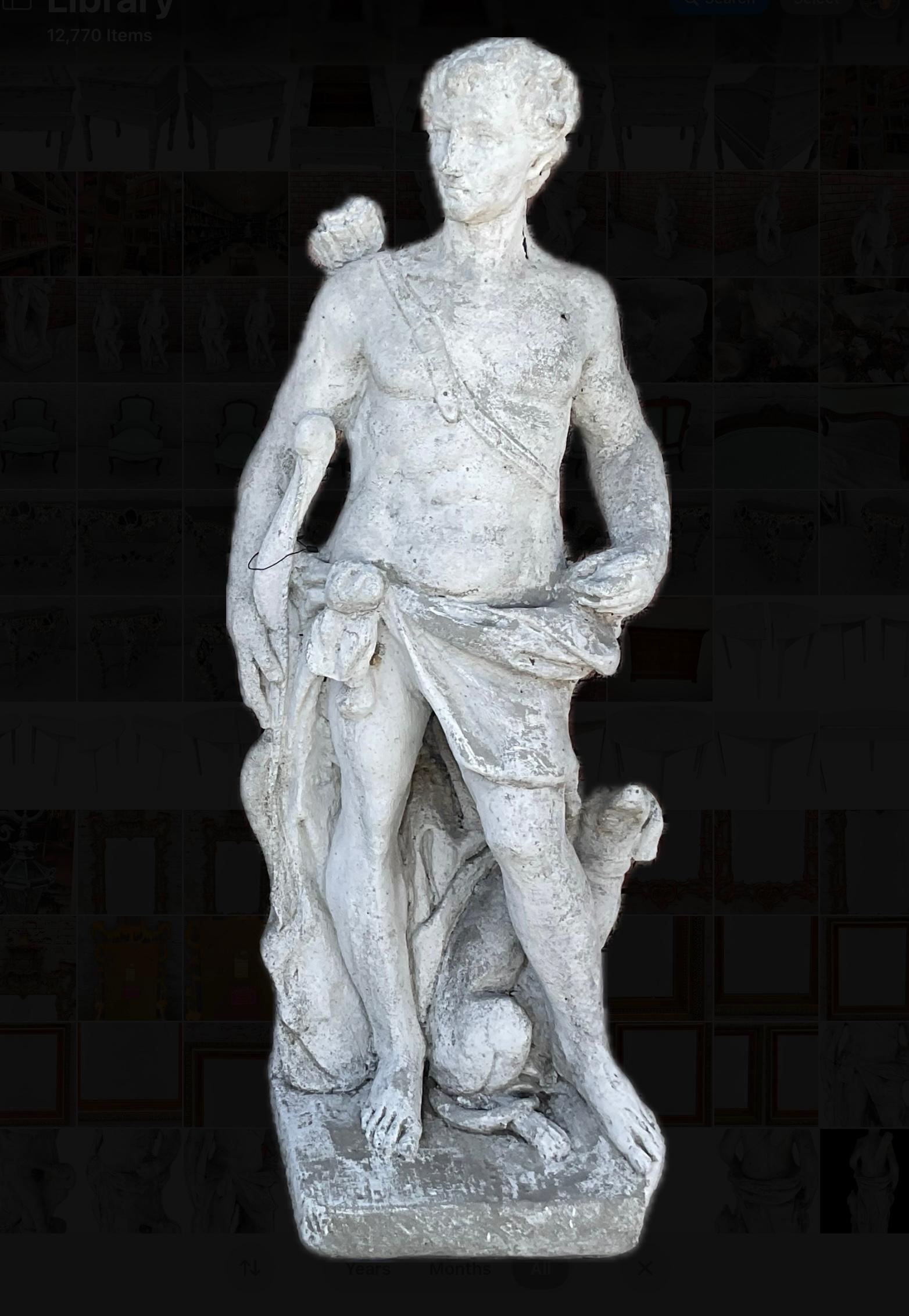 Greco-romano Statua francese in pietra fusa del dio greco Apollo in vendita