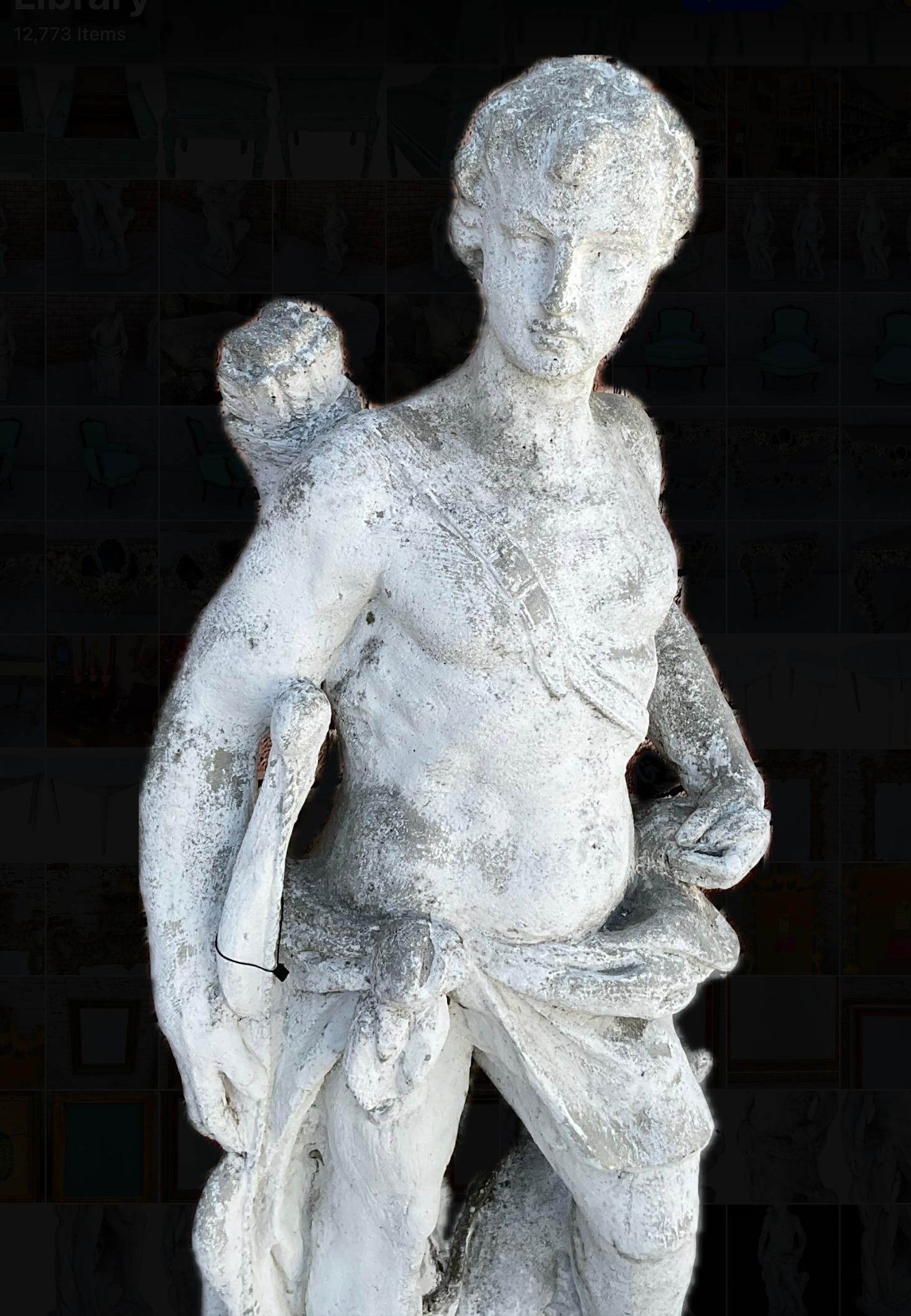 XX secolo Statua francese in pietra fusa del dio greco Apollo in vendita