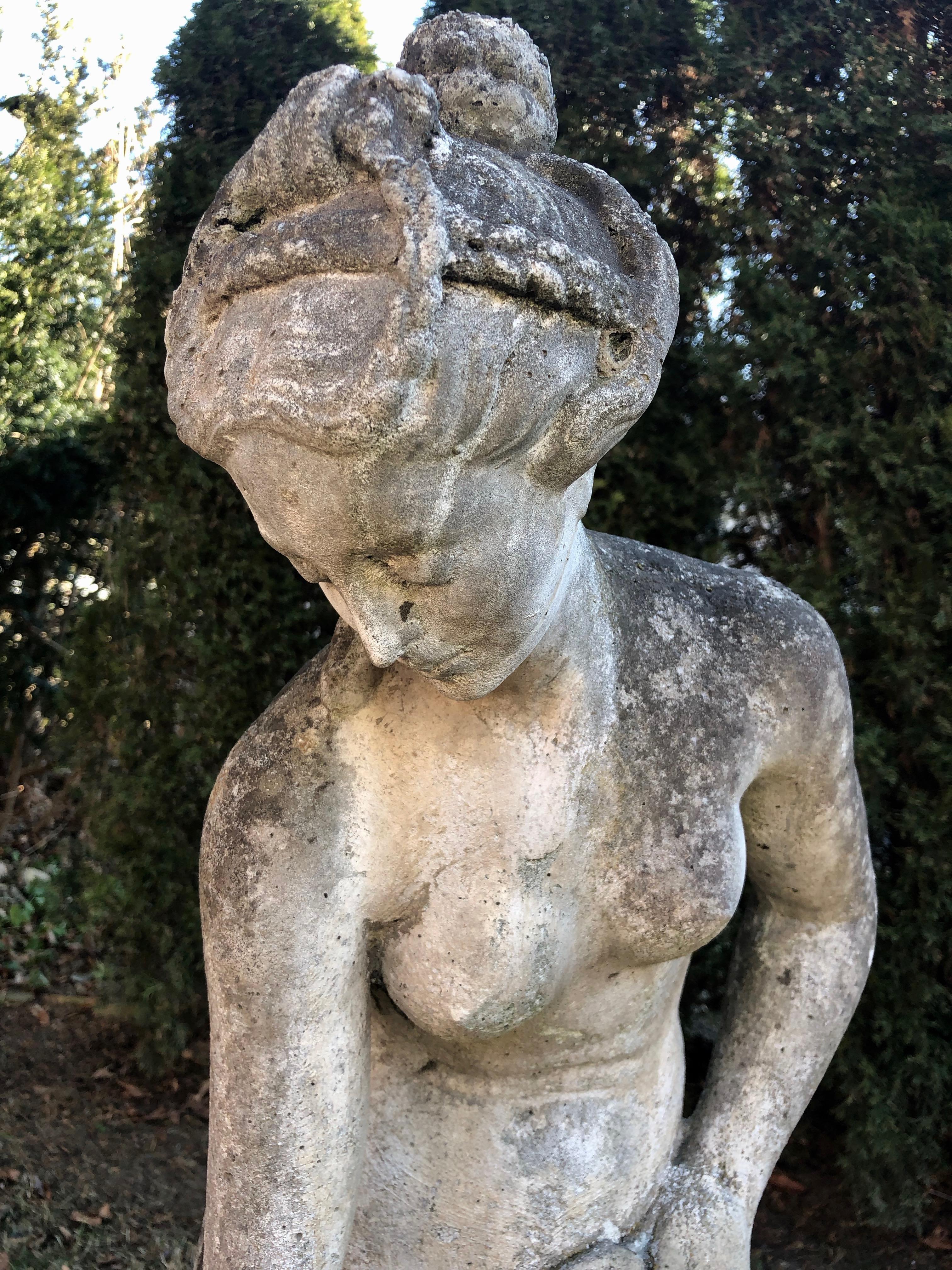 French Cast Stone Statue of Venus at the Bath In Good Condition In Woodbury, CT