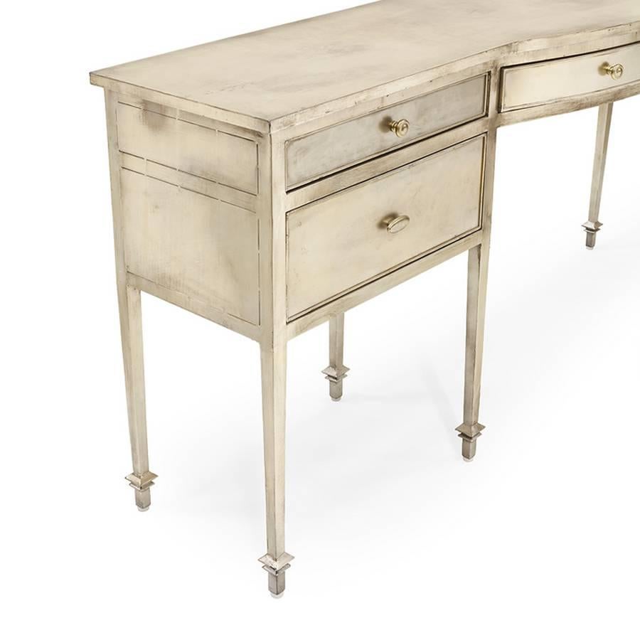 Contemporary French Castle Console in Antique Metal Finish
