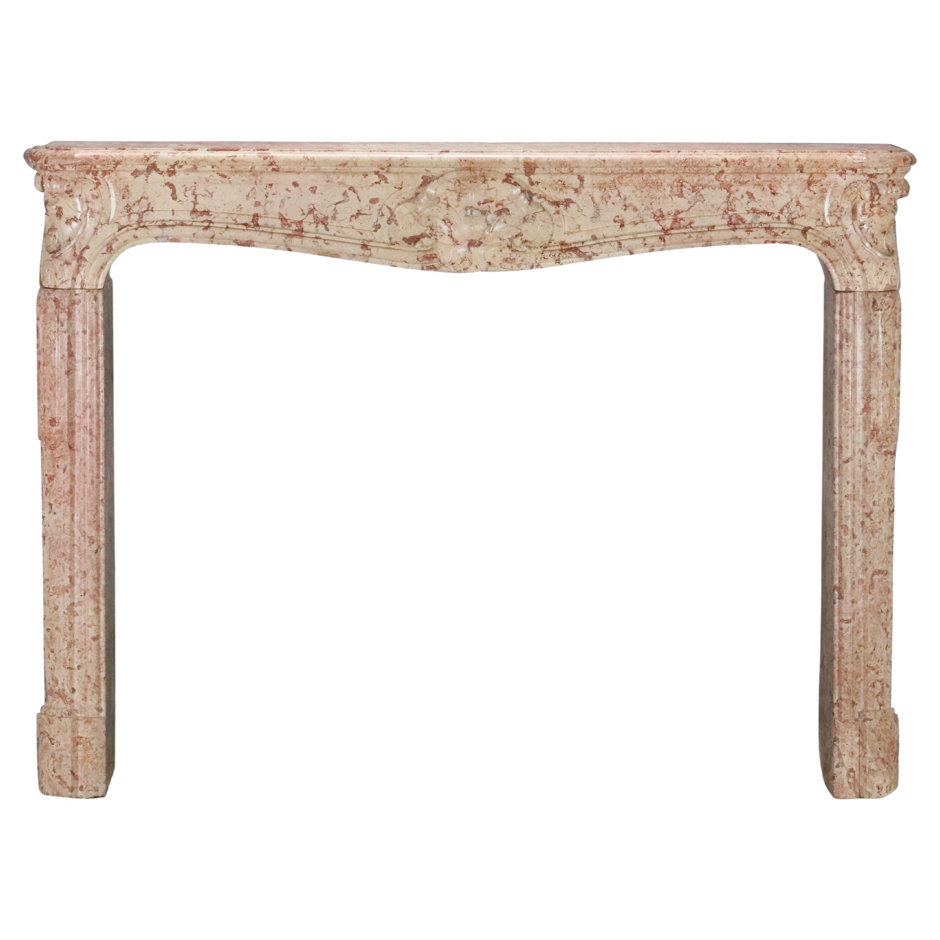 French Castle Fireplace Mantel In Rose And Ivory Colour Stone From Beaune