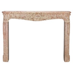 French Castle Fireplace Mantel In Rose And Ivory Colour Stone From Beaune