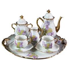 Antique French Castres Porcelain Coffee Set for 2 Persons