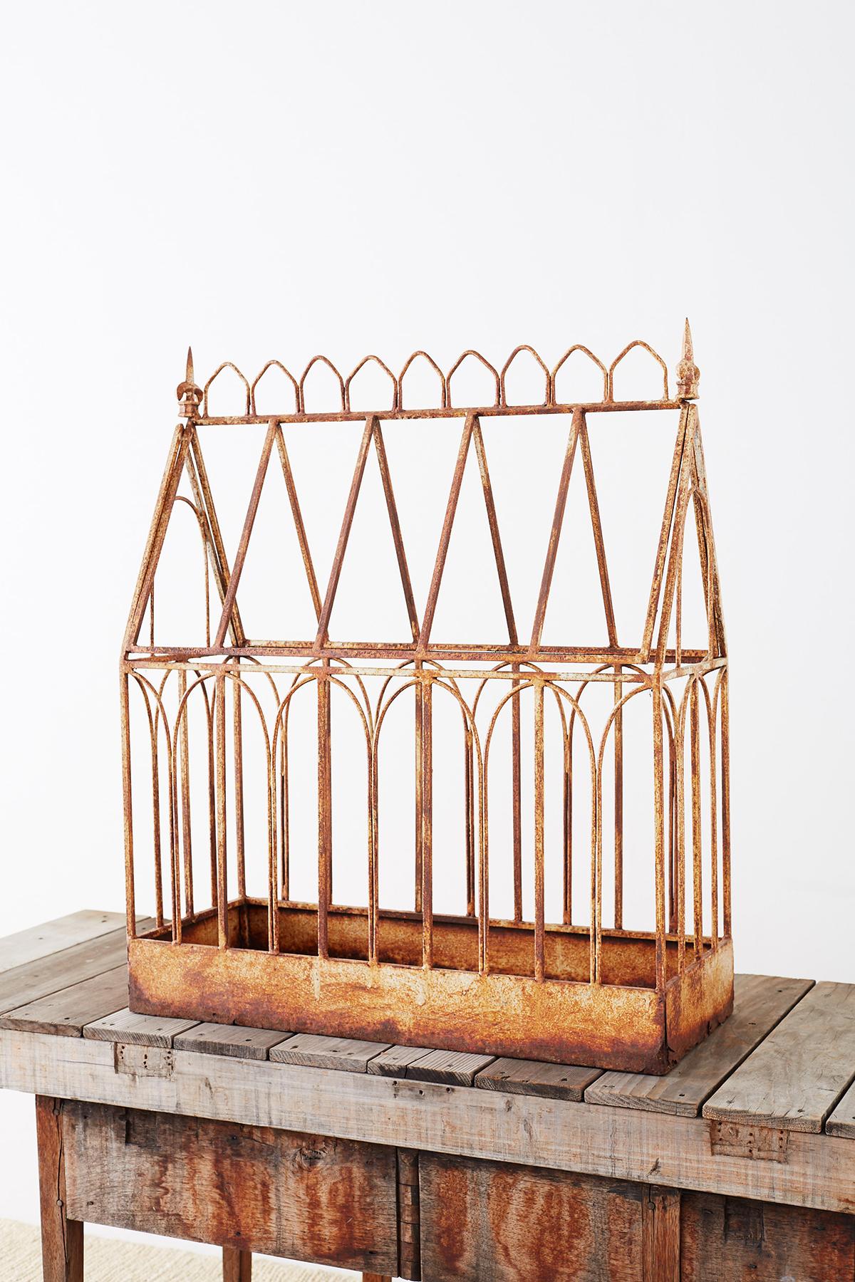 Rustic French Cathedral Wrought Iron Garden Planter