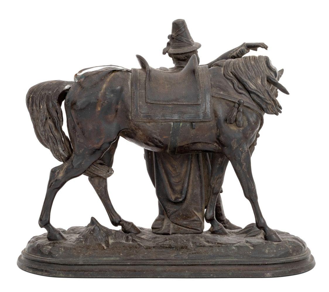 Patiné Cavalier français et sculpture en métal patiné en vente