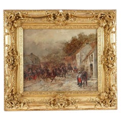 Peinture à l'huile sur la cavalerie française de la guerre franco-prussienne Circa 1880
