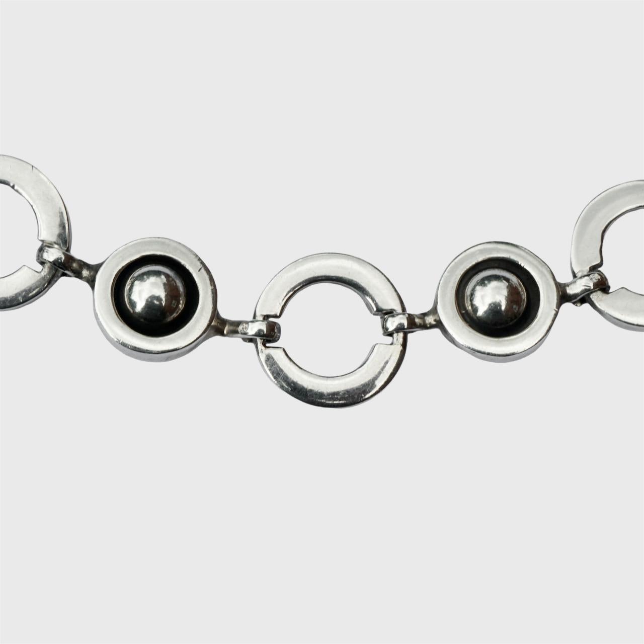 French Cavendish Sterling Silver Saturn Ring Necklace For Sale 1