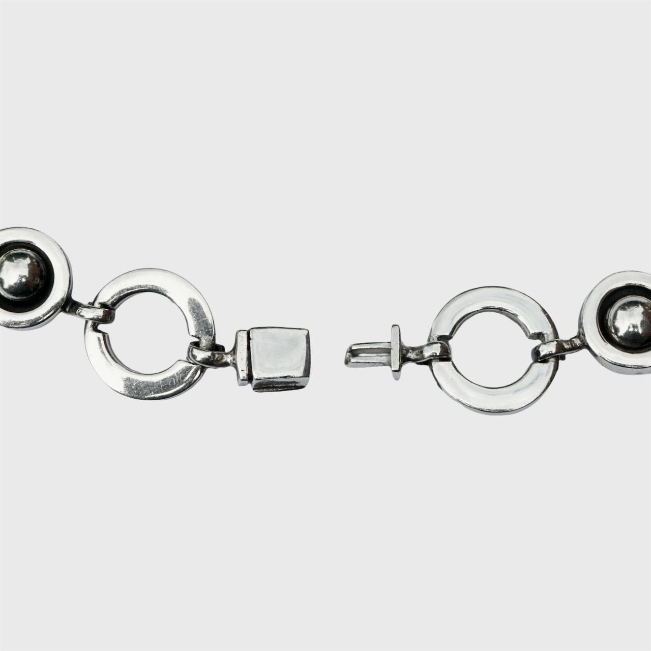 French Cavendish Sterling Silver Saturn Ring Necklace For Sale 2