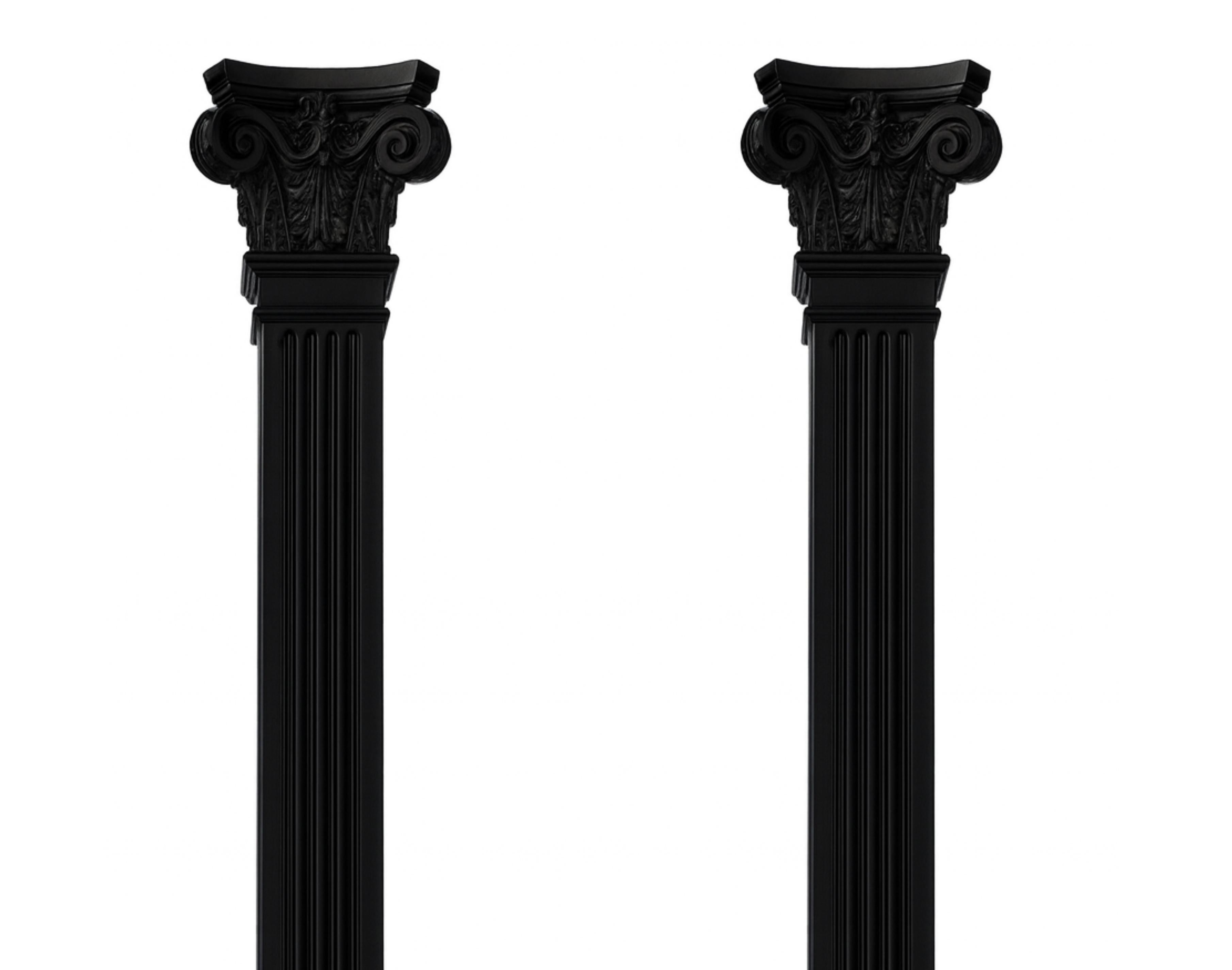 A pair of cedar black lacquer refinished columns pedestals, the classic look ideal for any environment