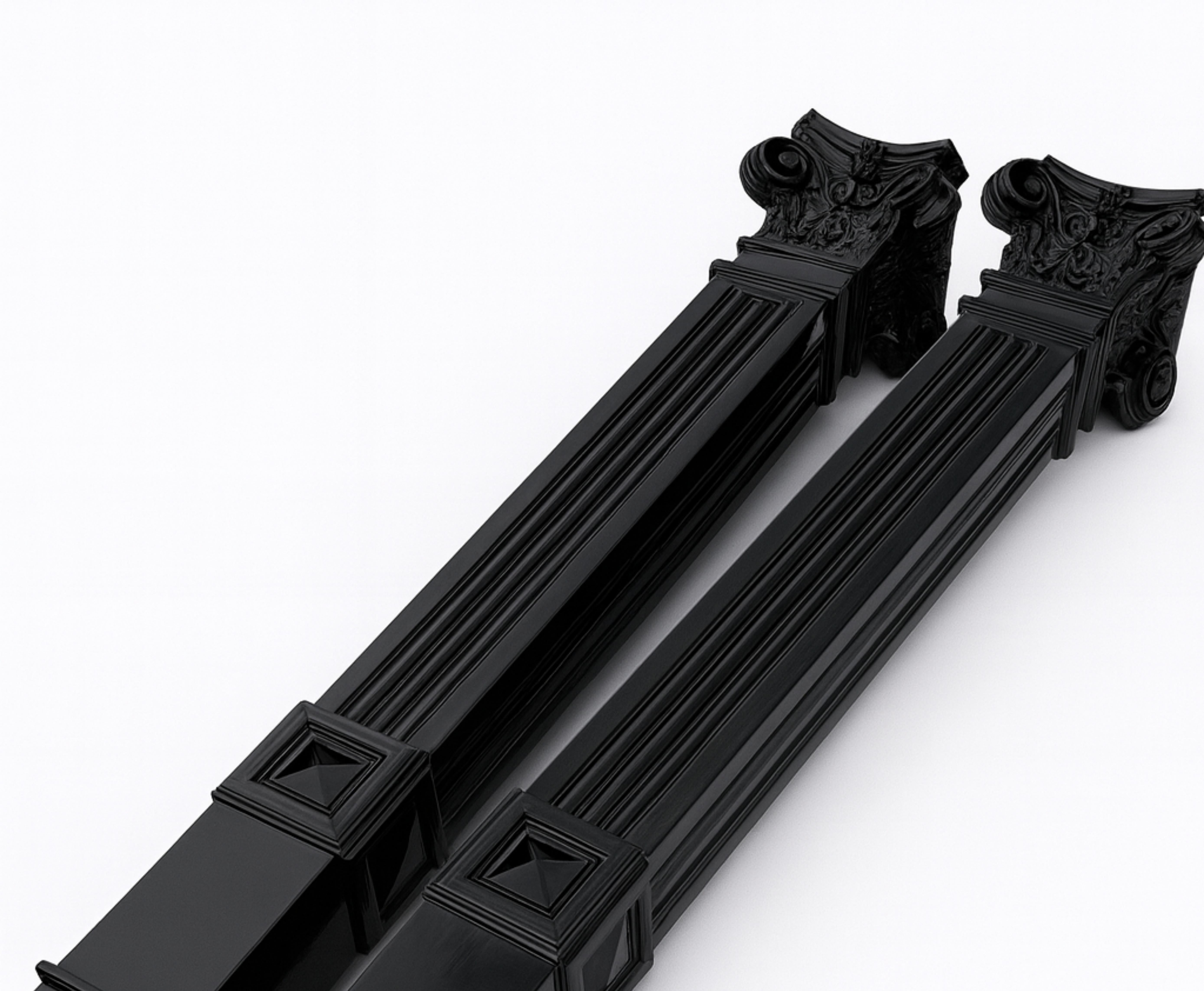 Pair of French Cedar Black Lacquer Pedestal Columns, 20th Century For Sale 6