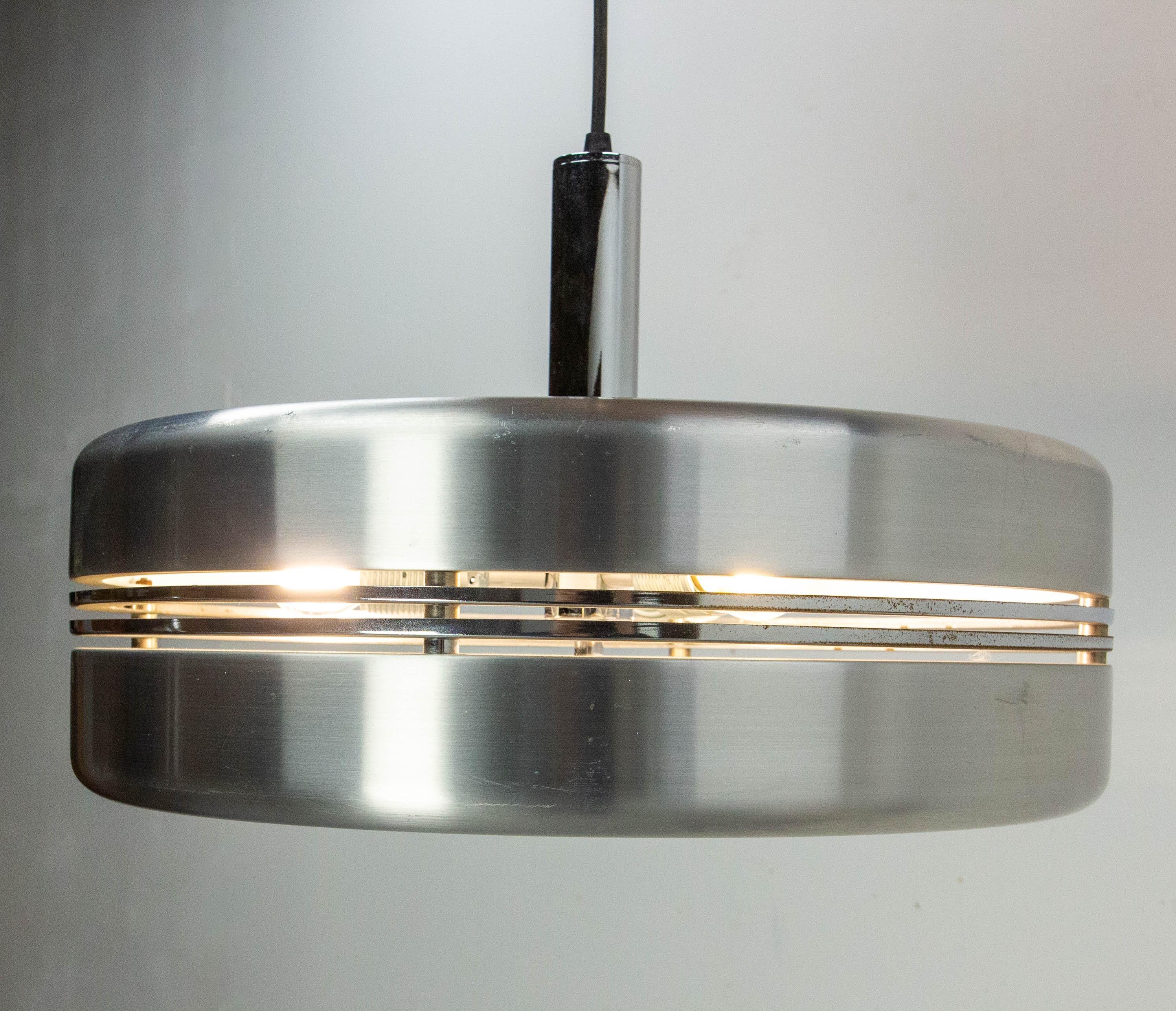 Plastica Lampadario francese a sospensione da soffitto Chrome, Space AGE, circa 1970 in vendita