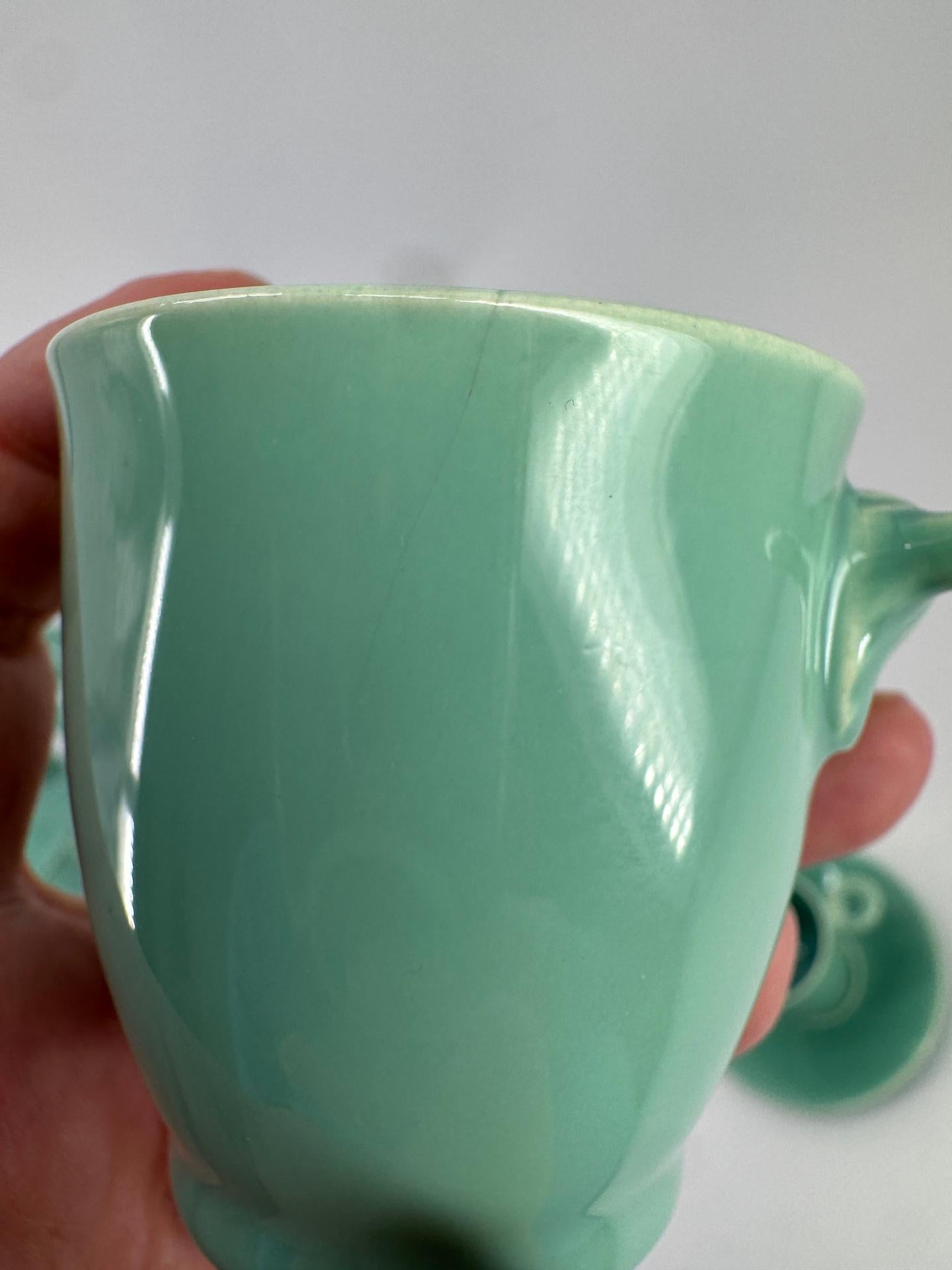 French Celadon Art Deco Tea and Coffee Set by Marcel Goupy Rouard for 12 p en vente 10