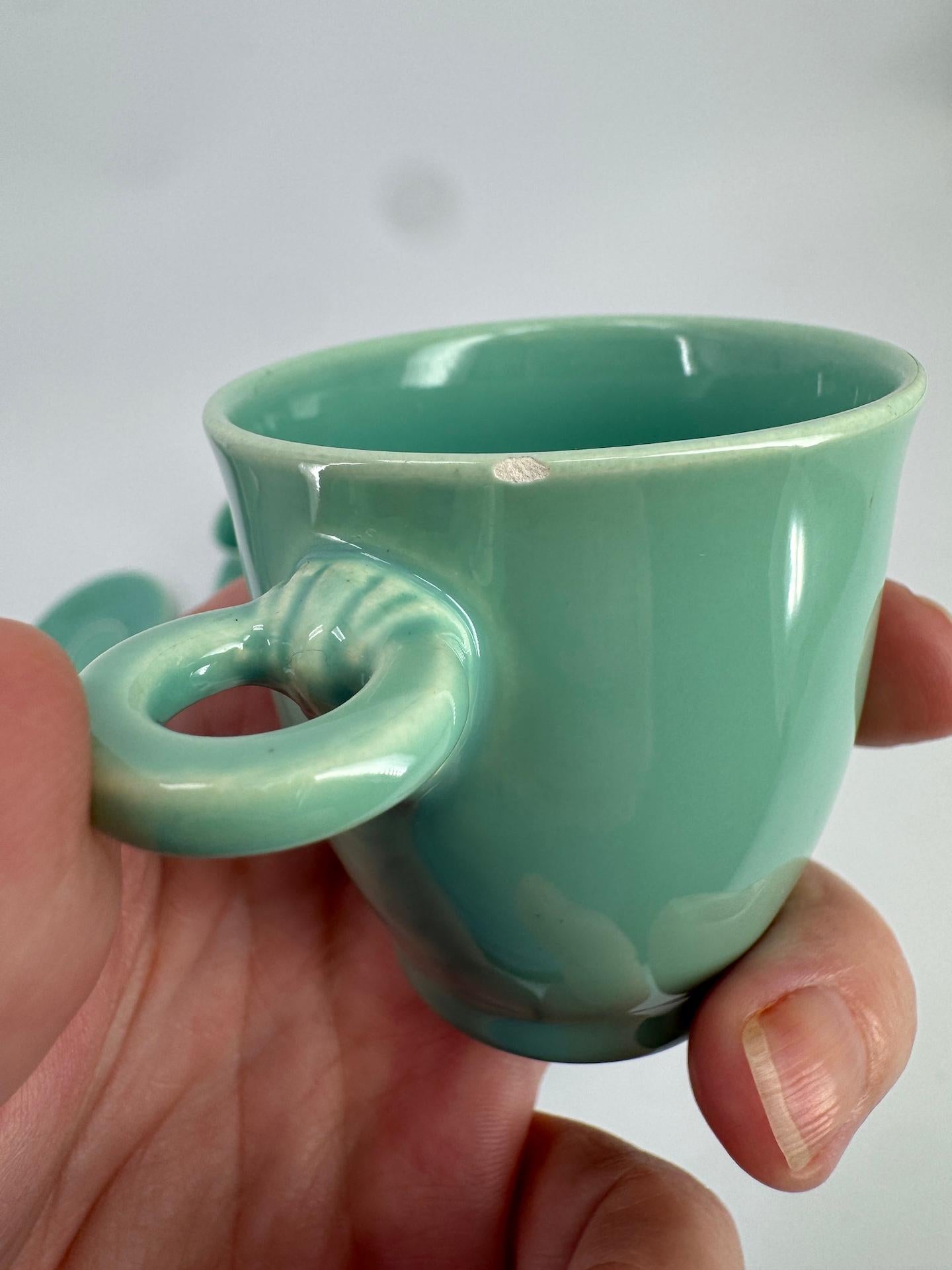 French Celadon Art Deco Tea and Coffee Set by Marcel Goupy Rouard for 12 p en vente 12