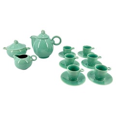 French Celadon Art Deco Tea and Coffee Set by Marcel Goupy Rouard for 12 p