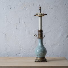 French Celadon Table Lamp with Bronze Mounts, c.1880