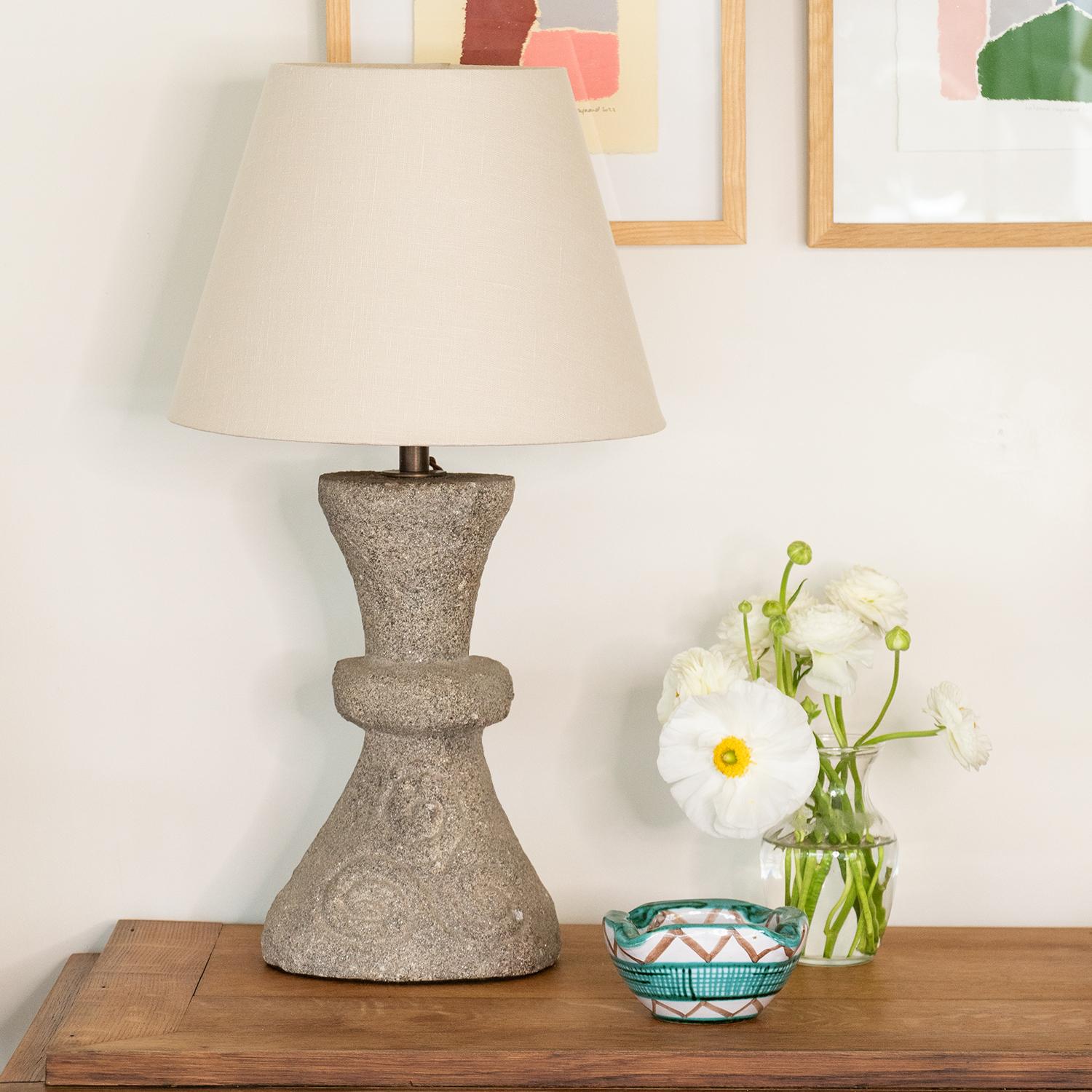 20th Century French Cement and Linen Table Lamp