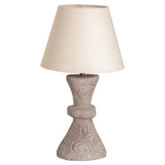 Lampada da tavolo francese in cemento e lino