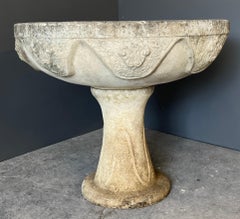 French Cement Pedestal Planter