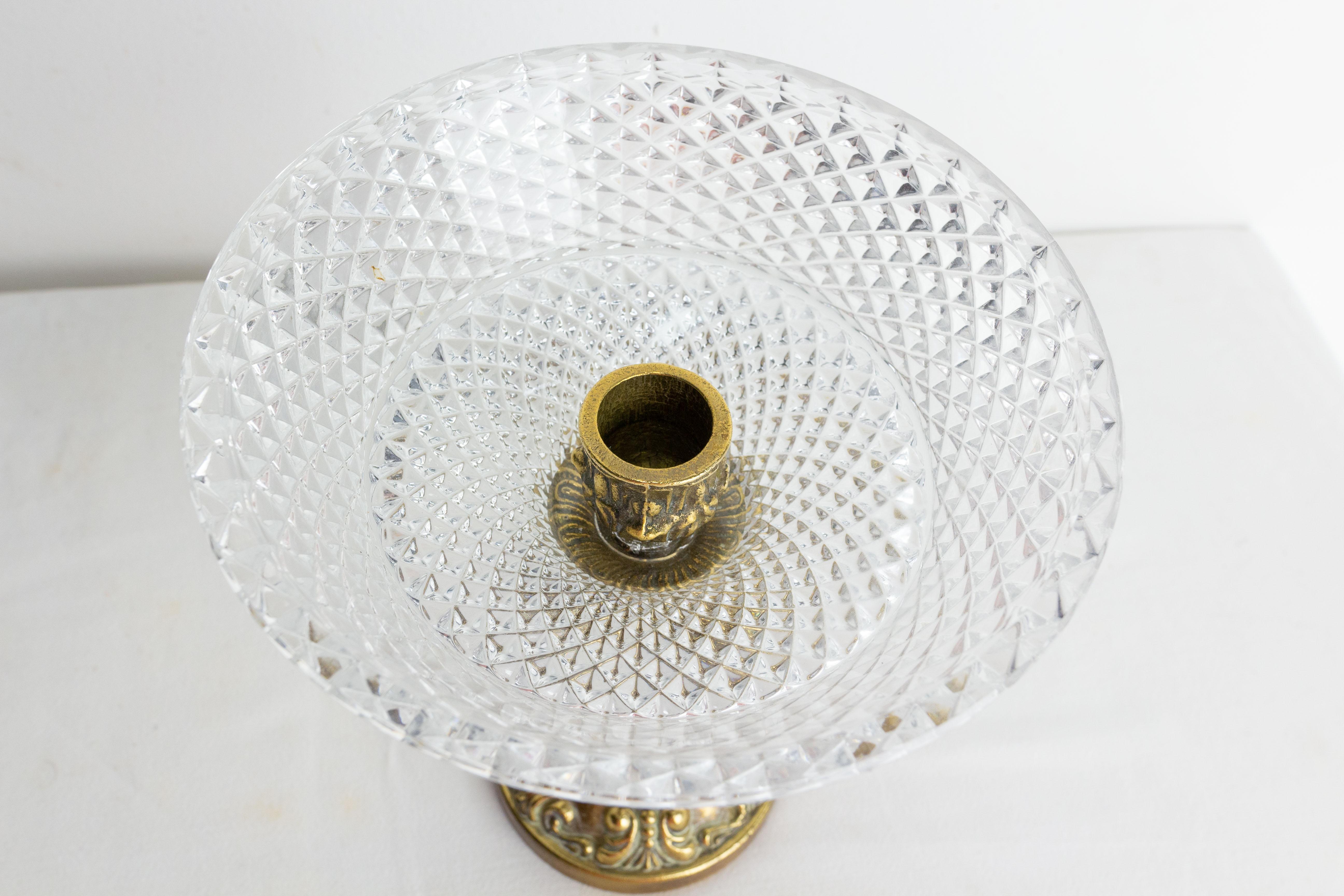 French Center Piece or Vide-Poche Glass and Brass, circa 1960 In Good Condition For Sale In Labrit, Landes