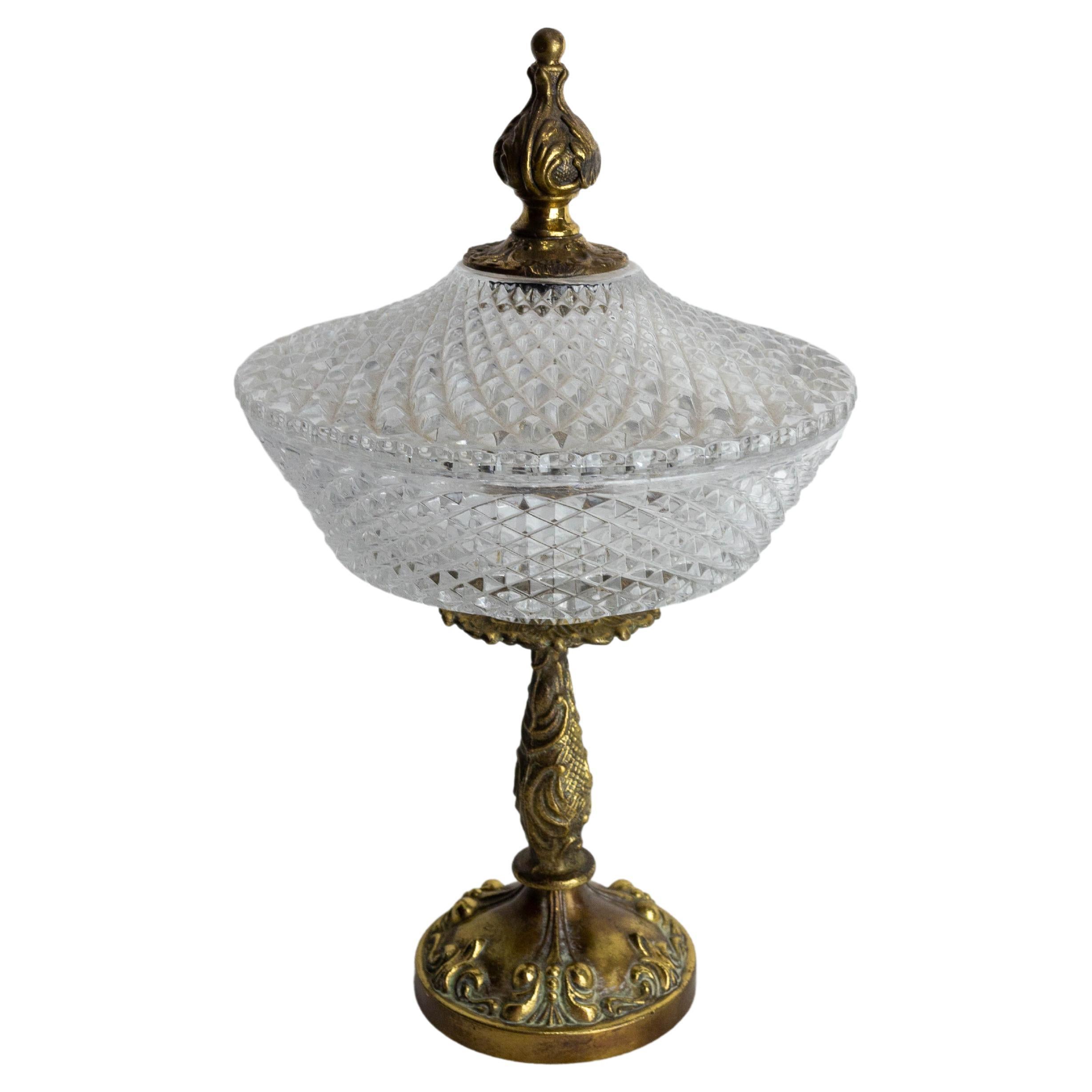French Center Piece or Vide-Poche Glass and Brass, circa 1960 For Sale