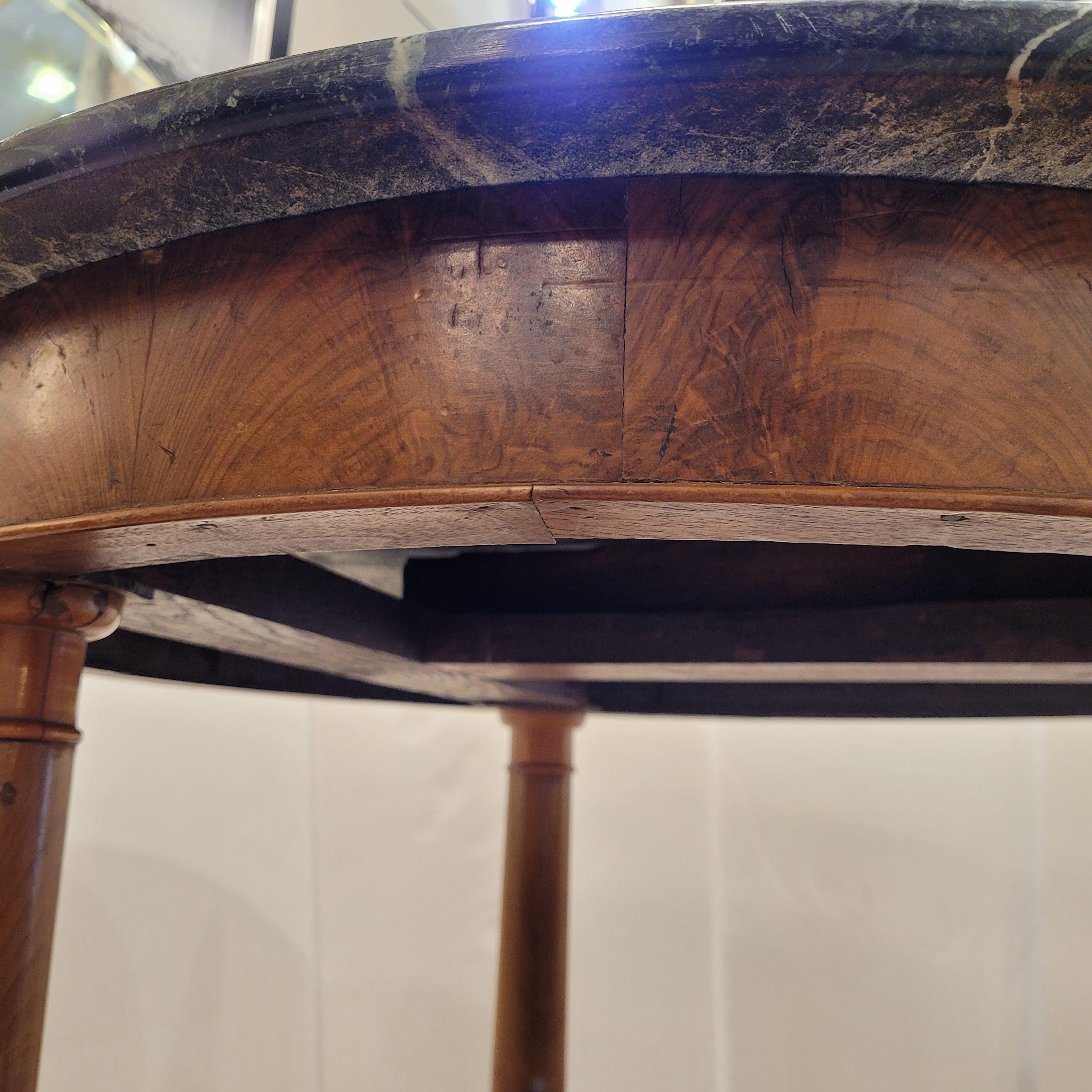 French  Center Table Gueridón  Empire  wood, black marble 4