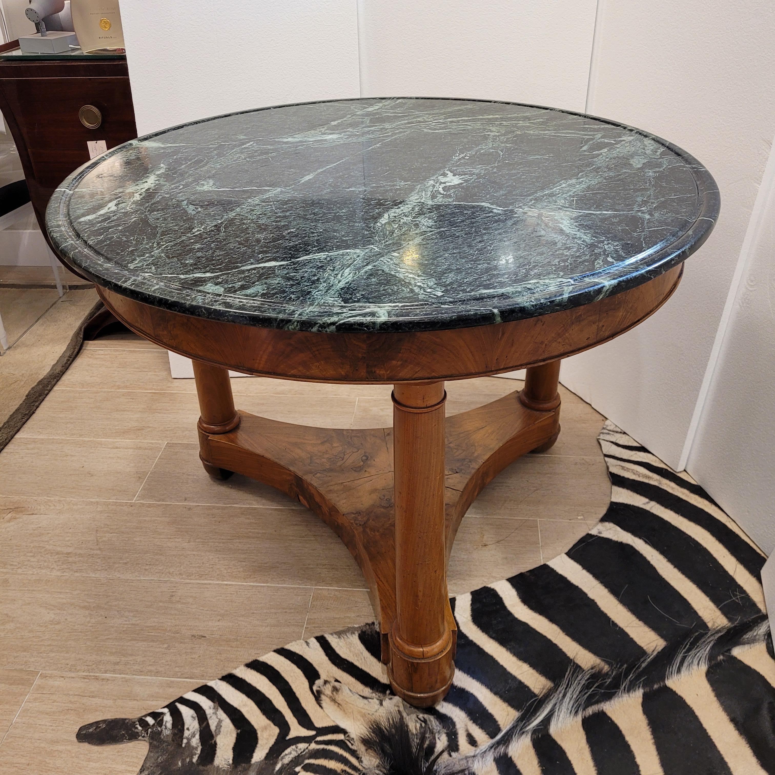 French  Center Table Gueridón  Empire  wood, black marble 5