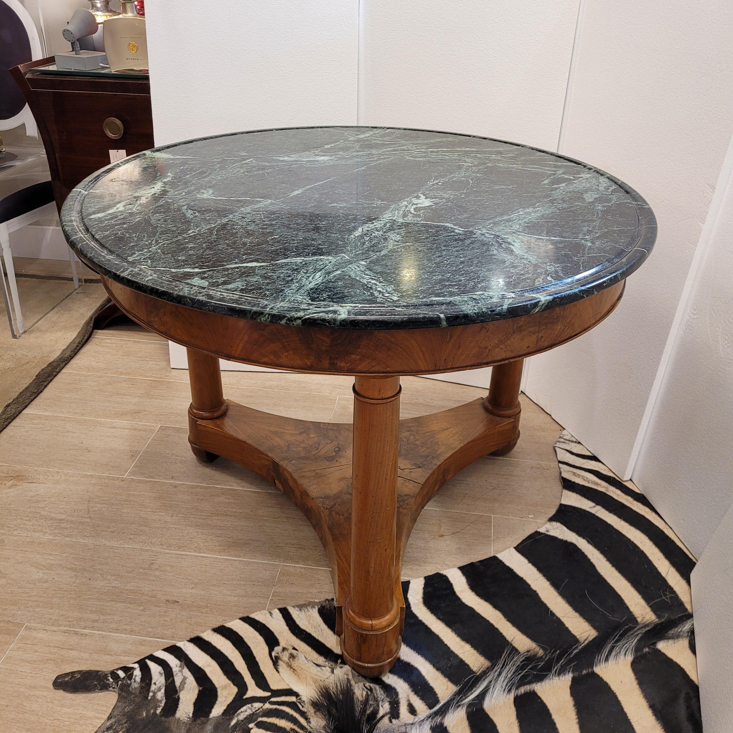 French  Center Table Gueridón  Empire  wood, black marble 6