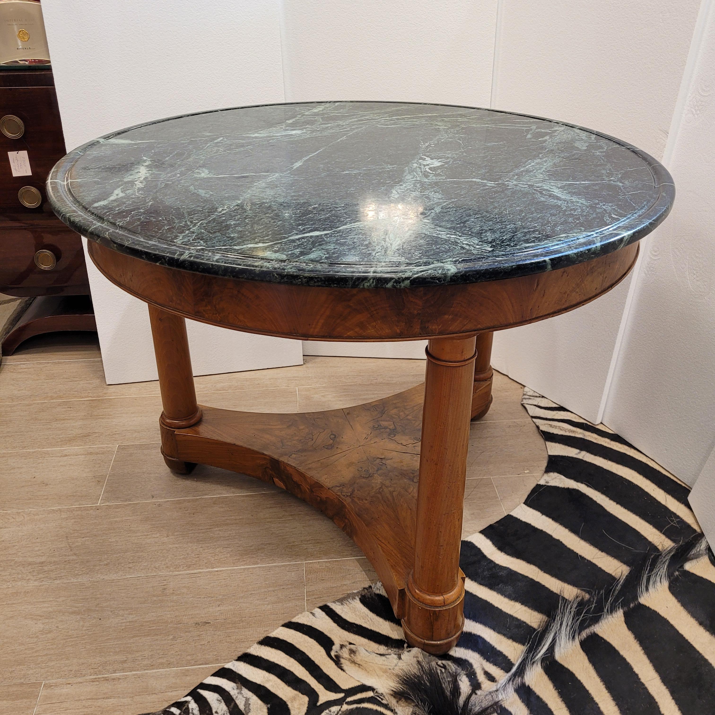 French  Center Table Gueridón  Empire  wood, black marble 7