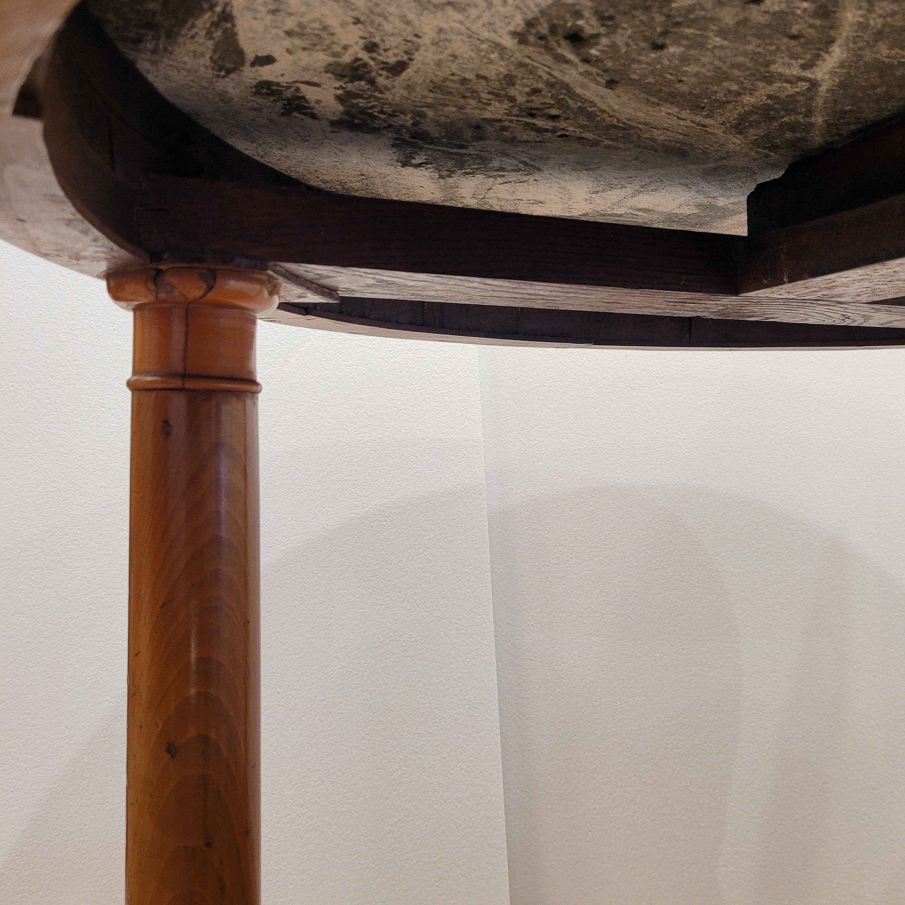 French  Center Table Gueridón  Empire  wood, black marble 14