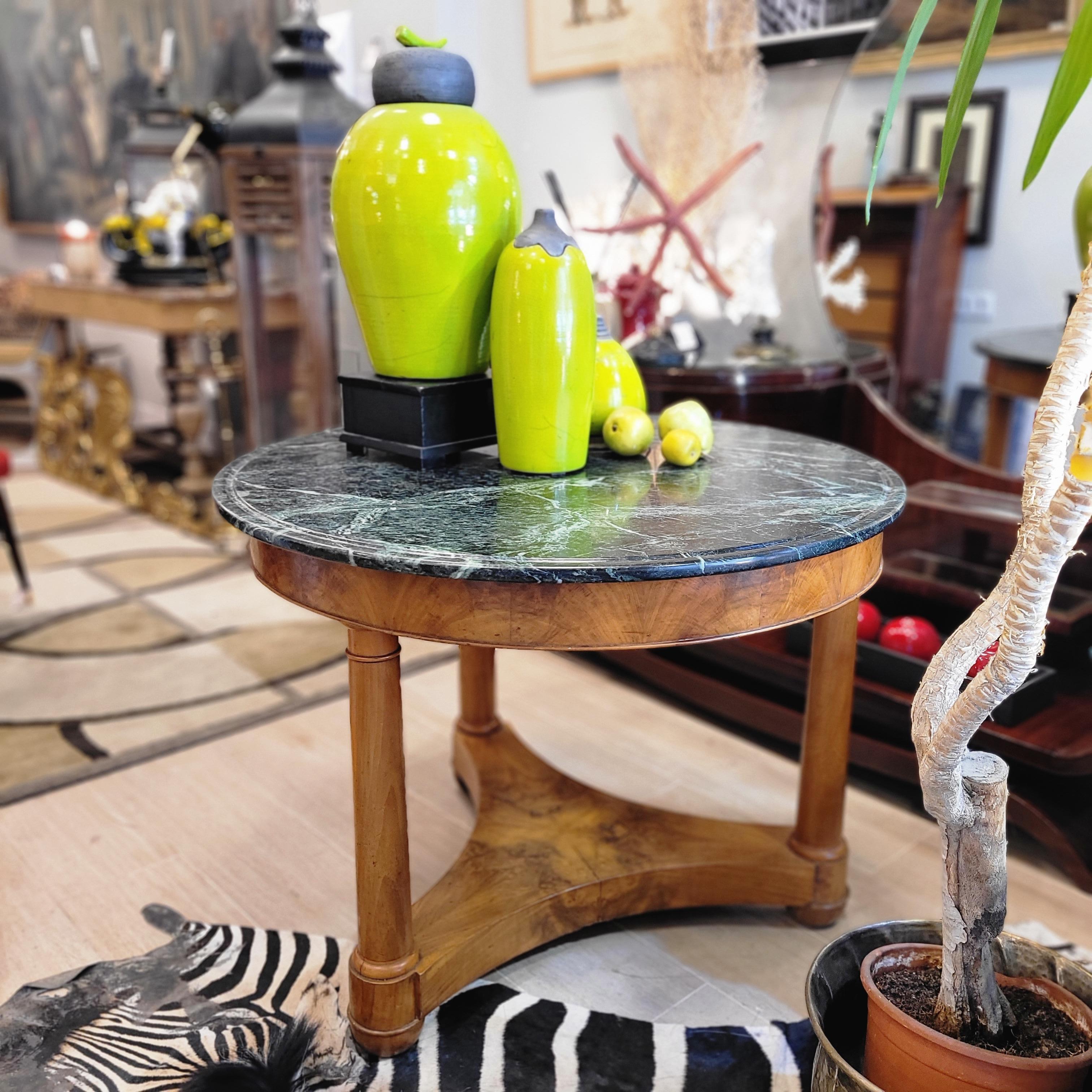 French  Center Table Gueridón  Empire  wood, black marble 15